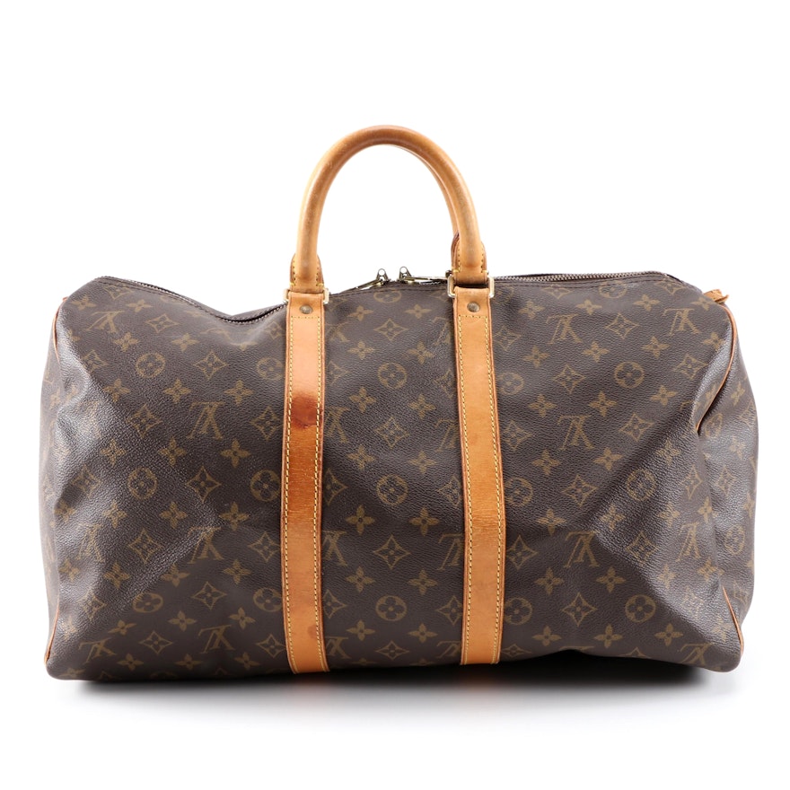 Louis Vuitton Keepall 45 Travel Duffel in Monogram Canvas and Leather