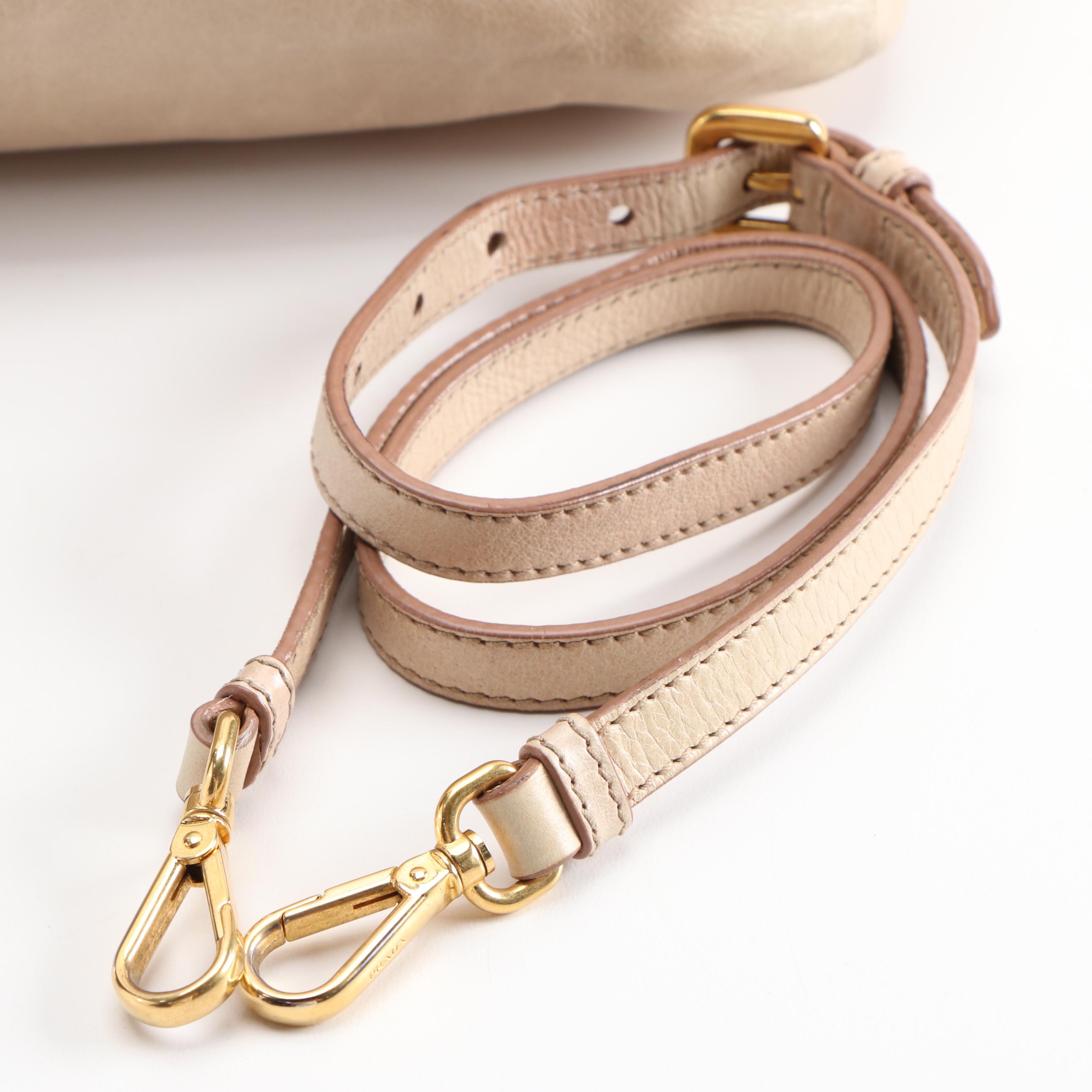 Prada Beige Vitello Leather Two-Way Zip Tote