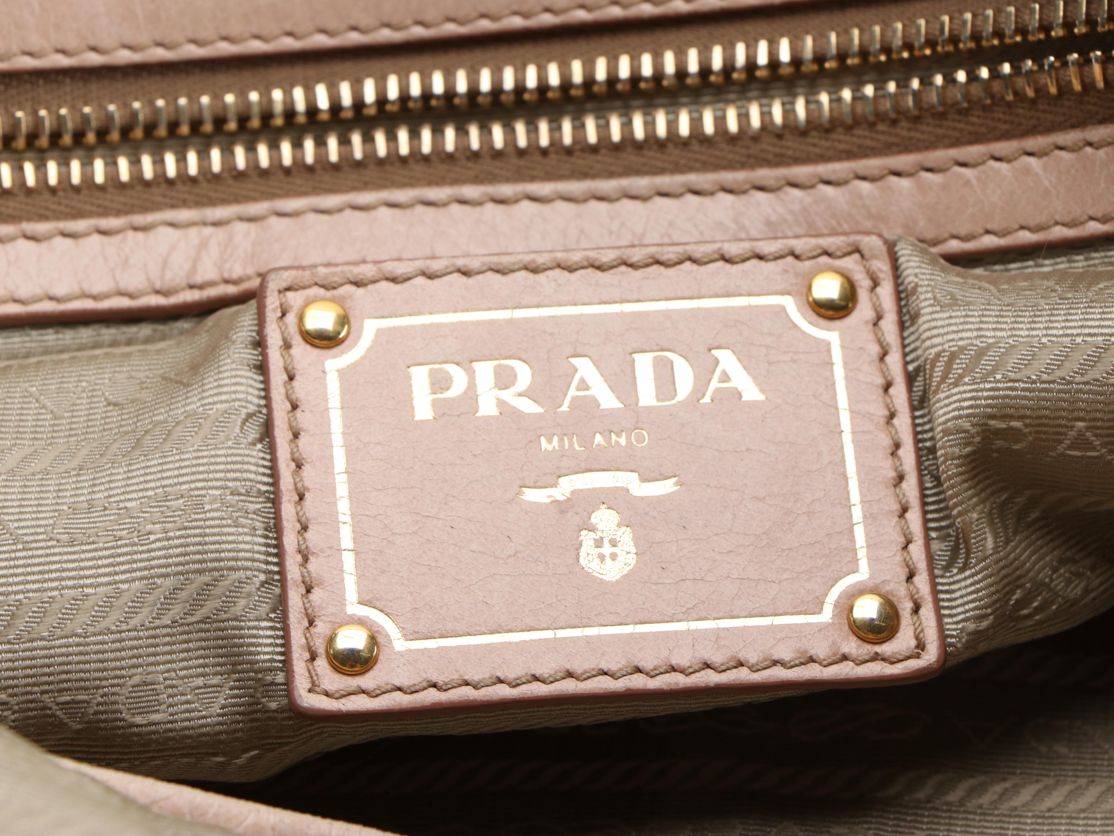 Prada Beige Vitello Leather Two-Way Zip Tote