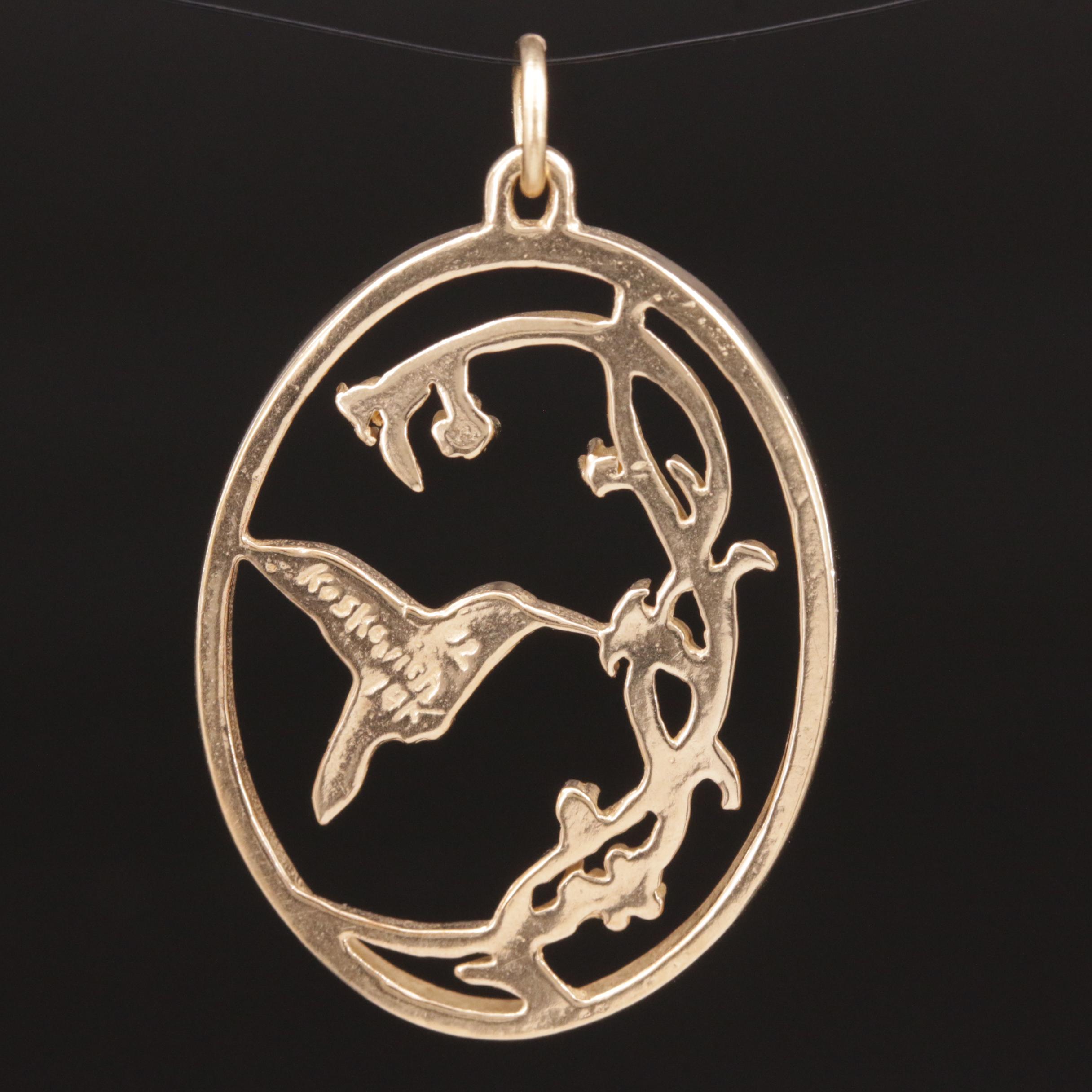Richard Koskovich 14K Hummingbird Pendant