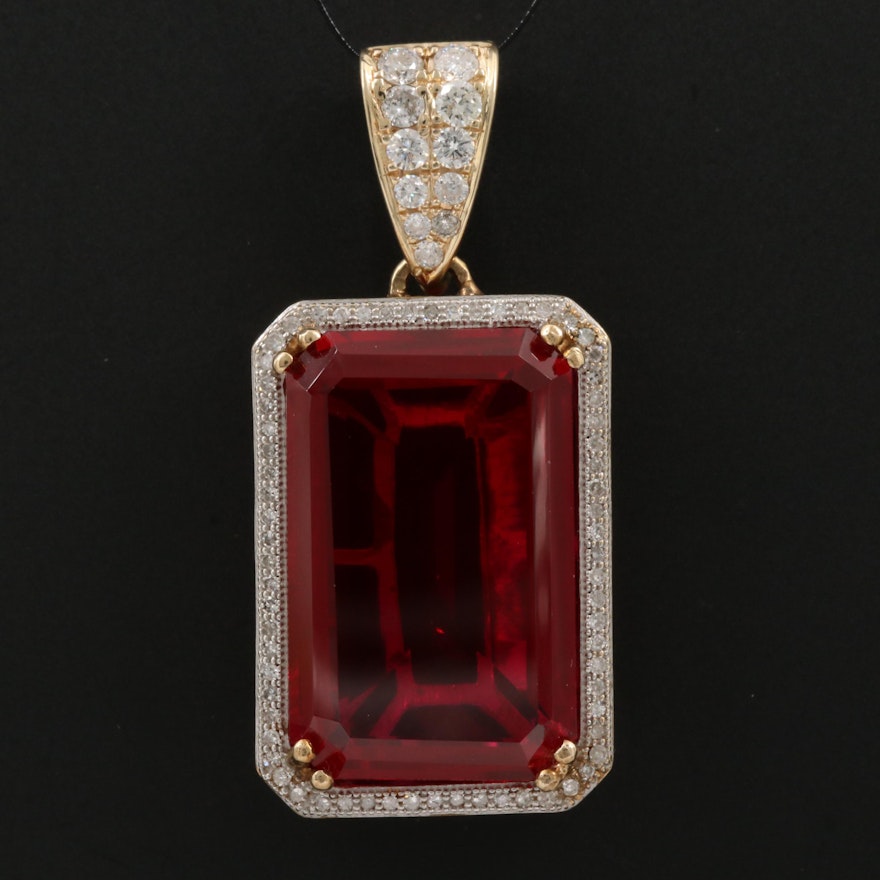 14K Ruby and Diamond Pendant