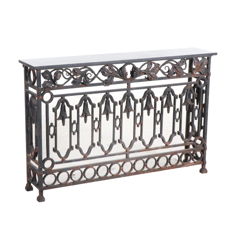 Cast and Wrought Iron Hall Table with Granite Top, 19th Century and Later