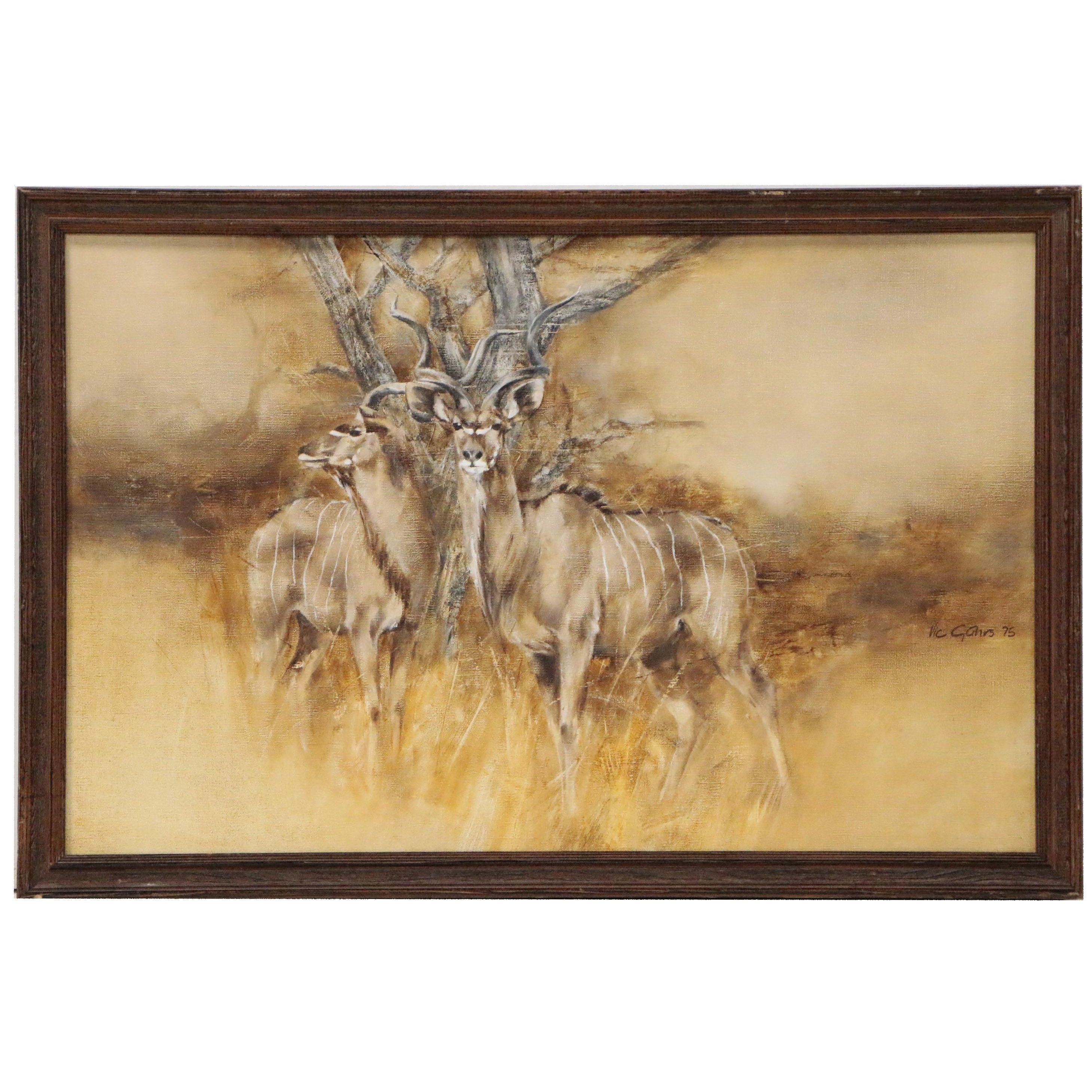 Vic Guhrs Wildlife Oil Painting of Kudu Antelope