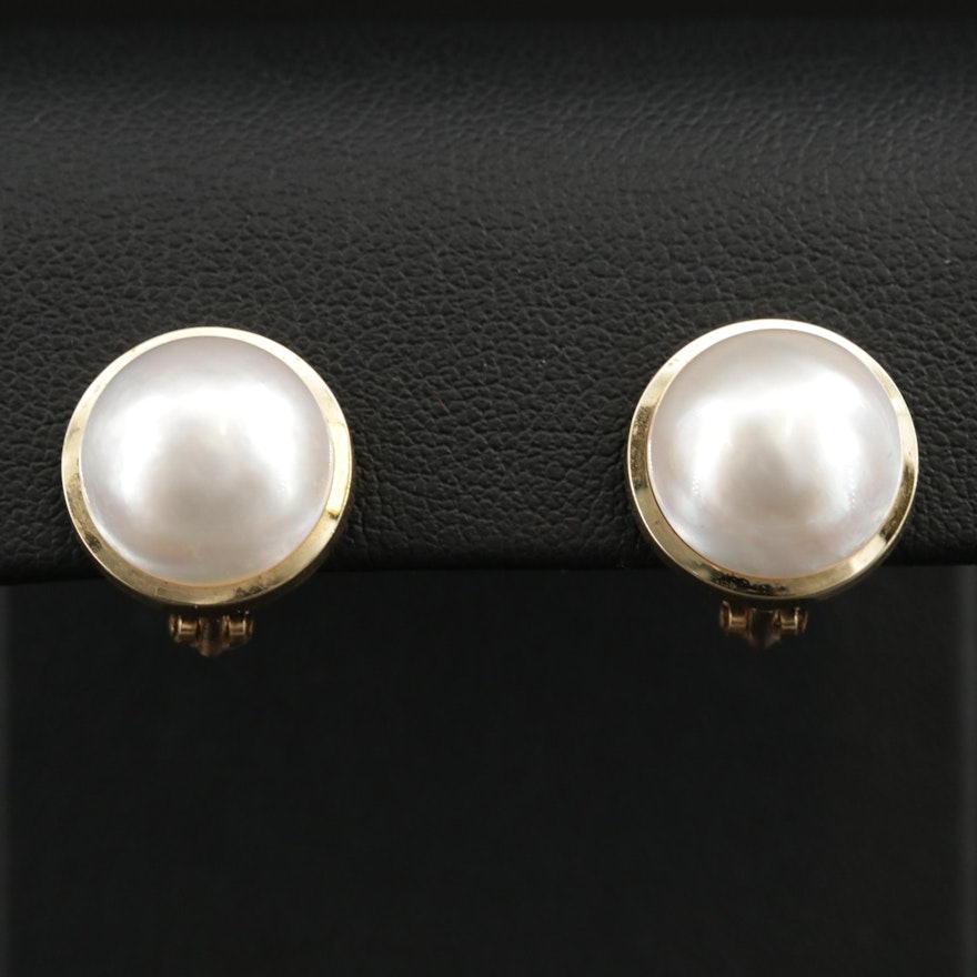 14K Round Mabé Pearl Earrings