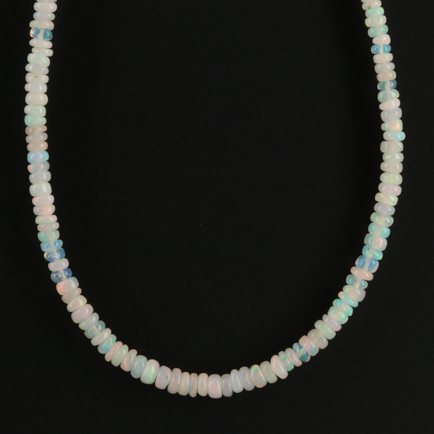 Beaded Opal Necklace With 14K Clasp