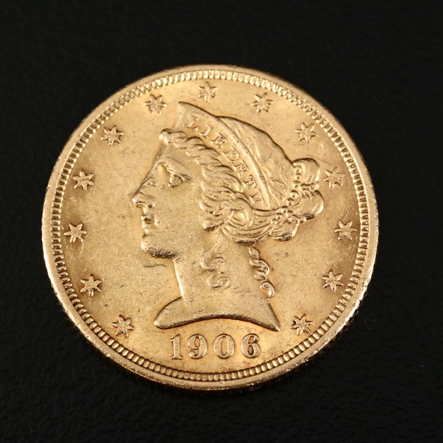 1906 Liberty Head $5 Gold Half Eagle Coin