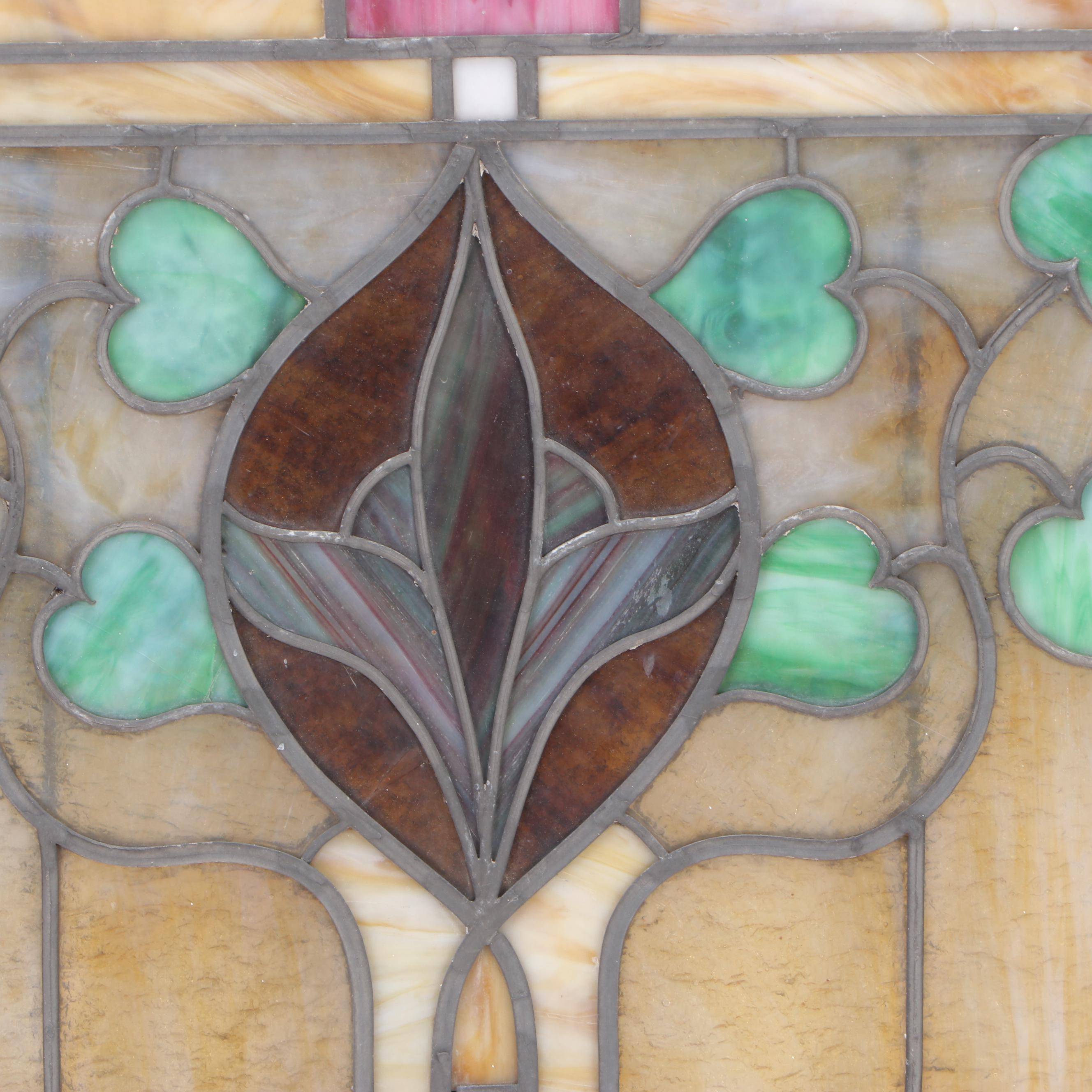 Arts and Crafts Leaded Glass Window, Early 20th Century