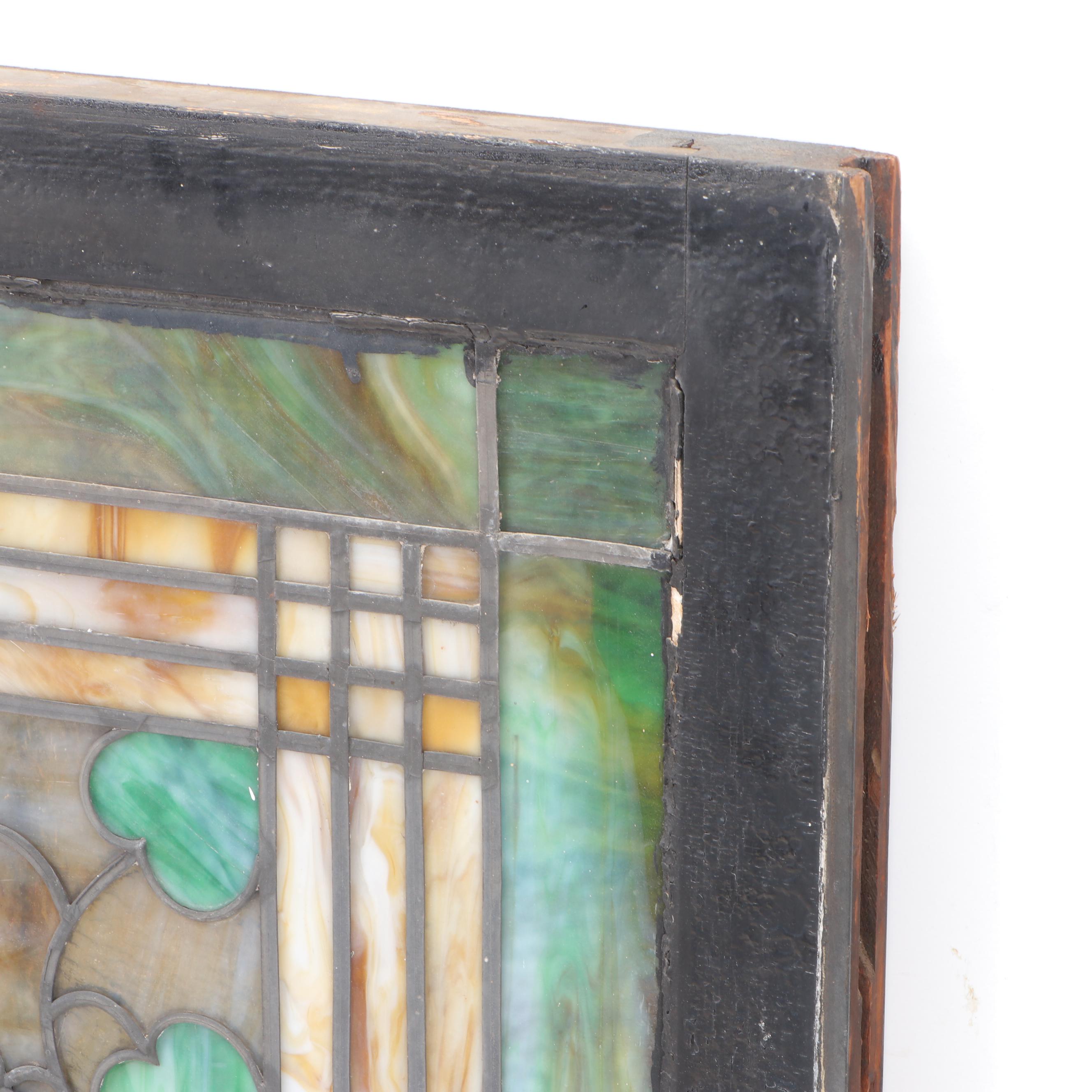 Arts and Crafts Leaded Glass Window, Early 20th Century