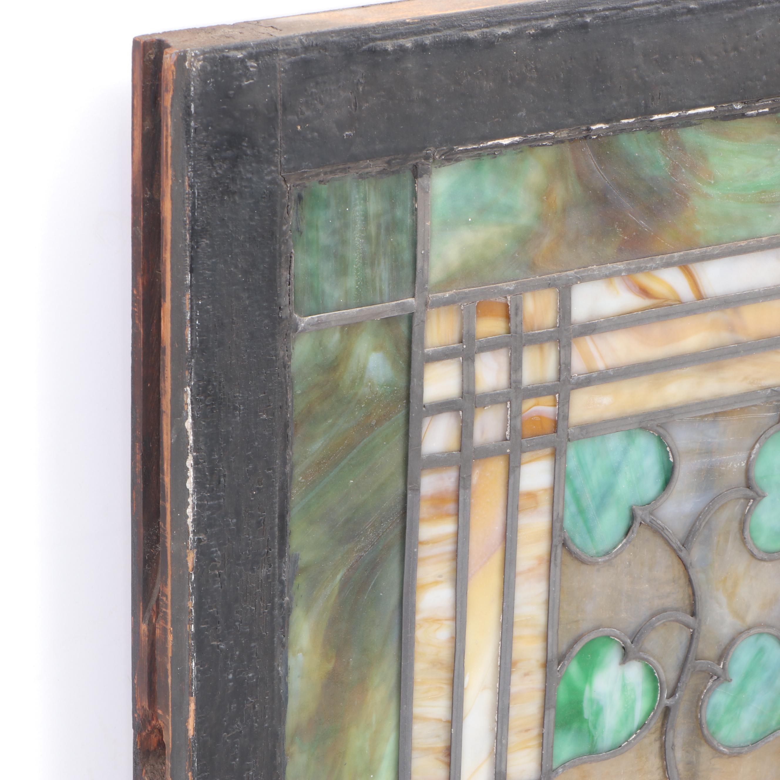 Arts and Crafts Leaded Glass Window, Early 20th Century