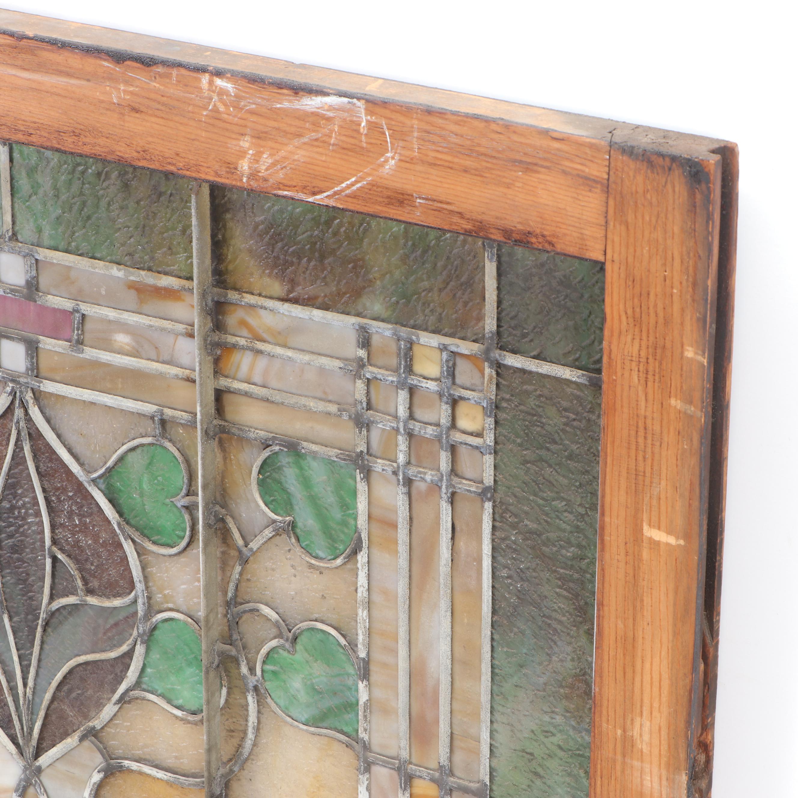 Arts and Crafts Leaded Glass Window, Early 20th Century