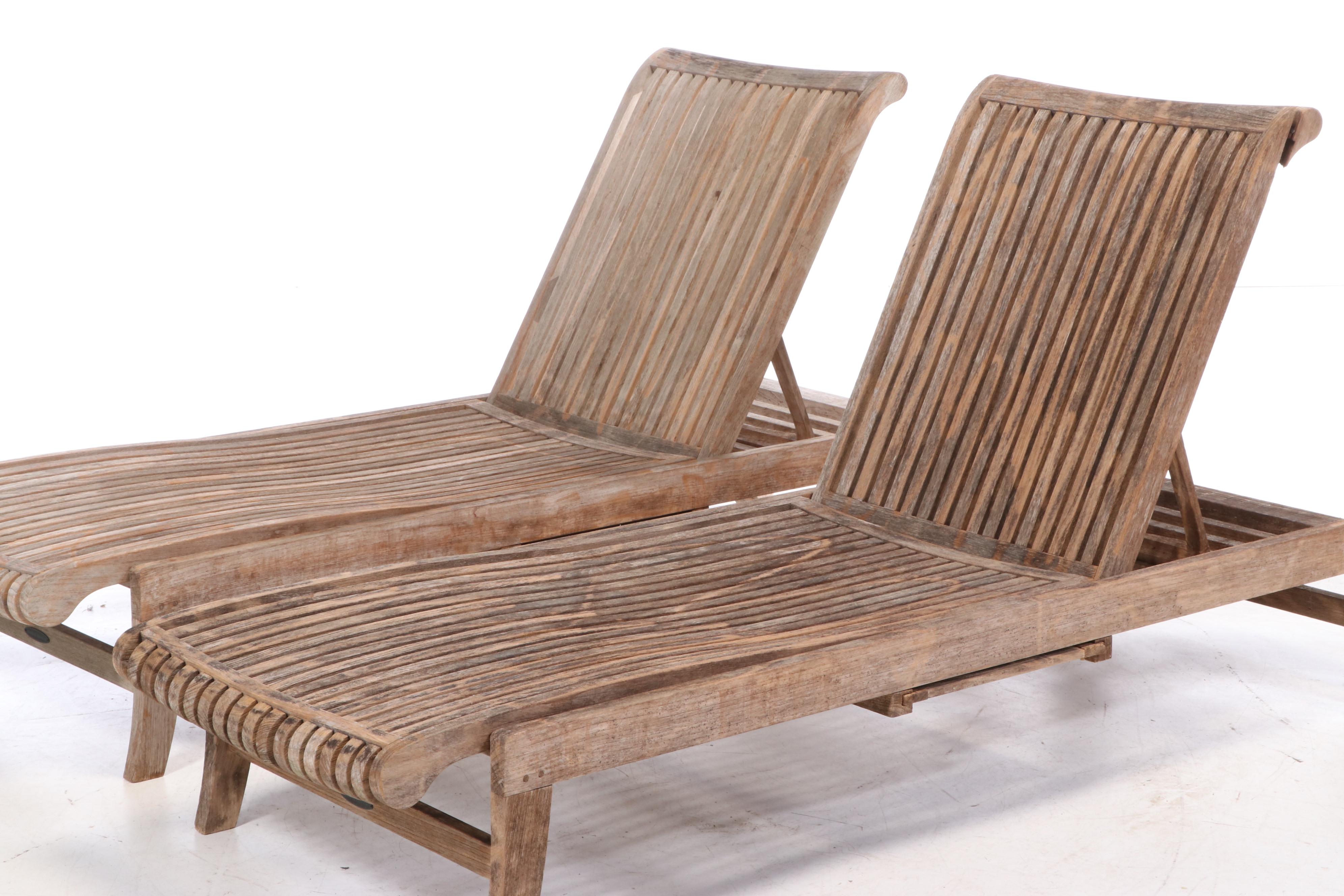 Avignon Collection by Smith & Hawken Teak Chaise Lounge Chairs