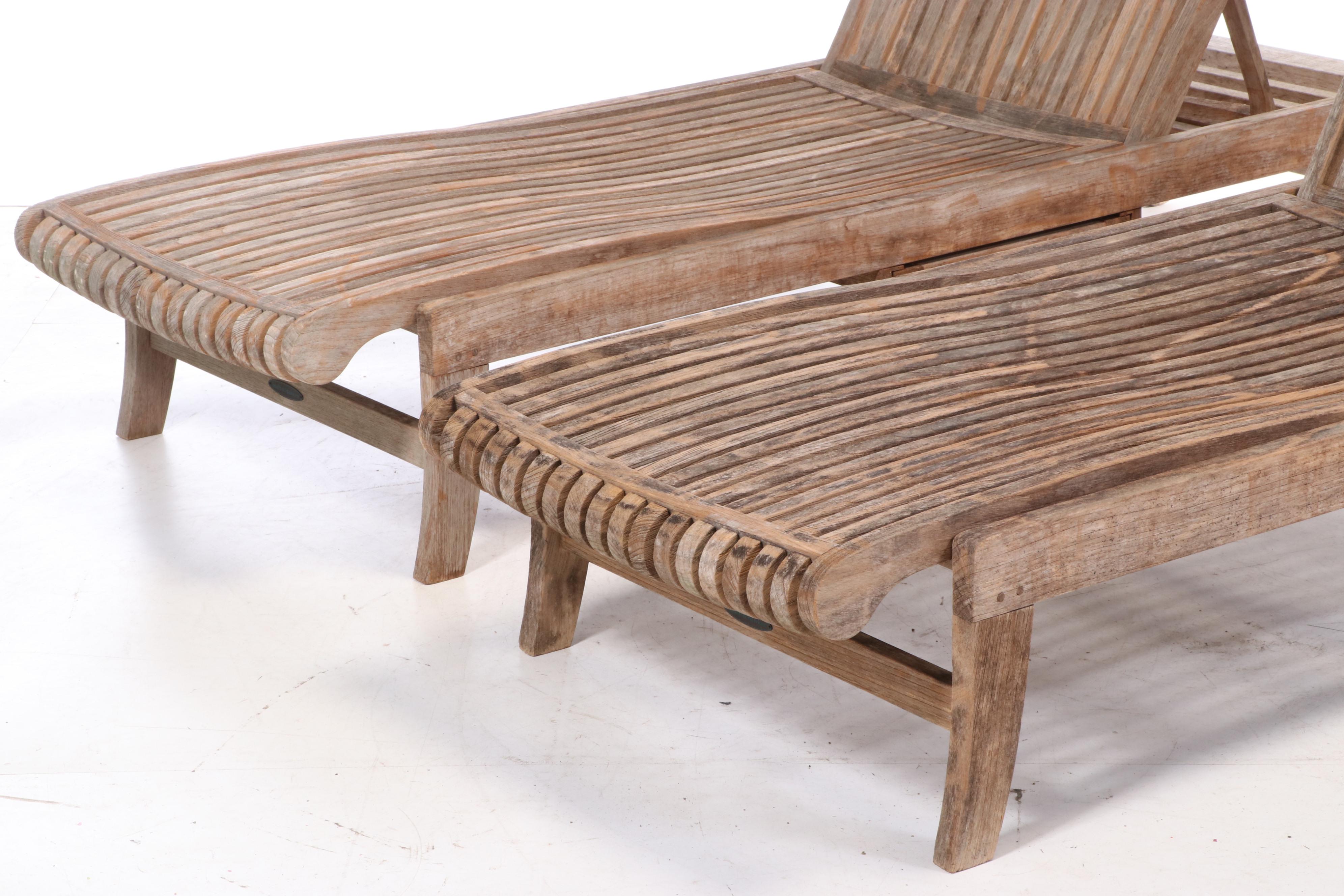 Avignon Collection by Smith & Hawken Teak Chaise Lounge Chairs