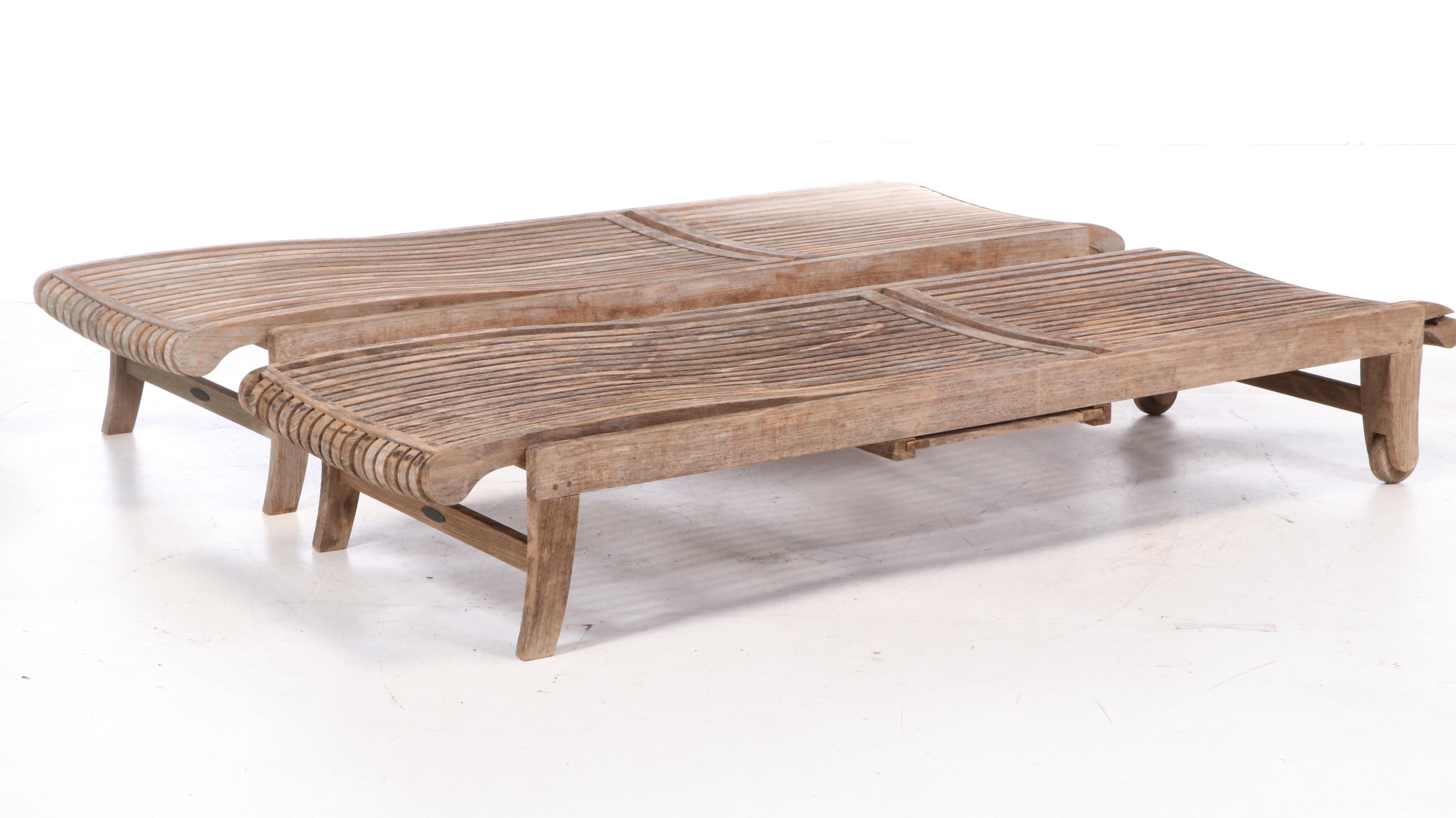 Avignon Collection by Smith & Hawken Teak Chaise Lounge Chairs