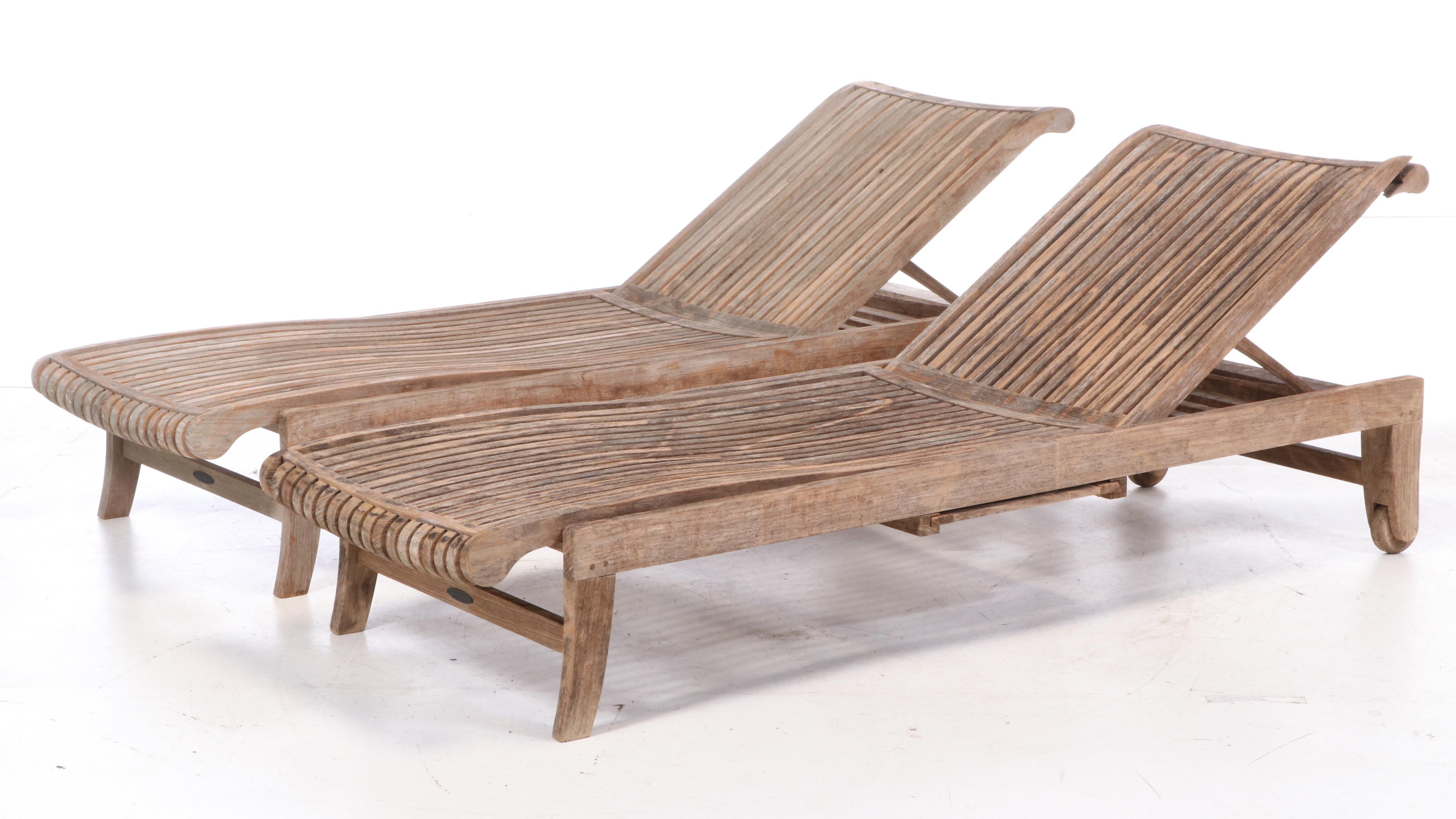 Avignon Collection by Smith & Hawken Teak Chaise Lounge Chairs