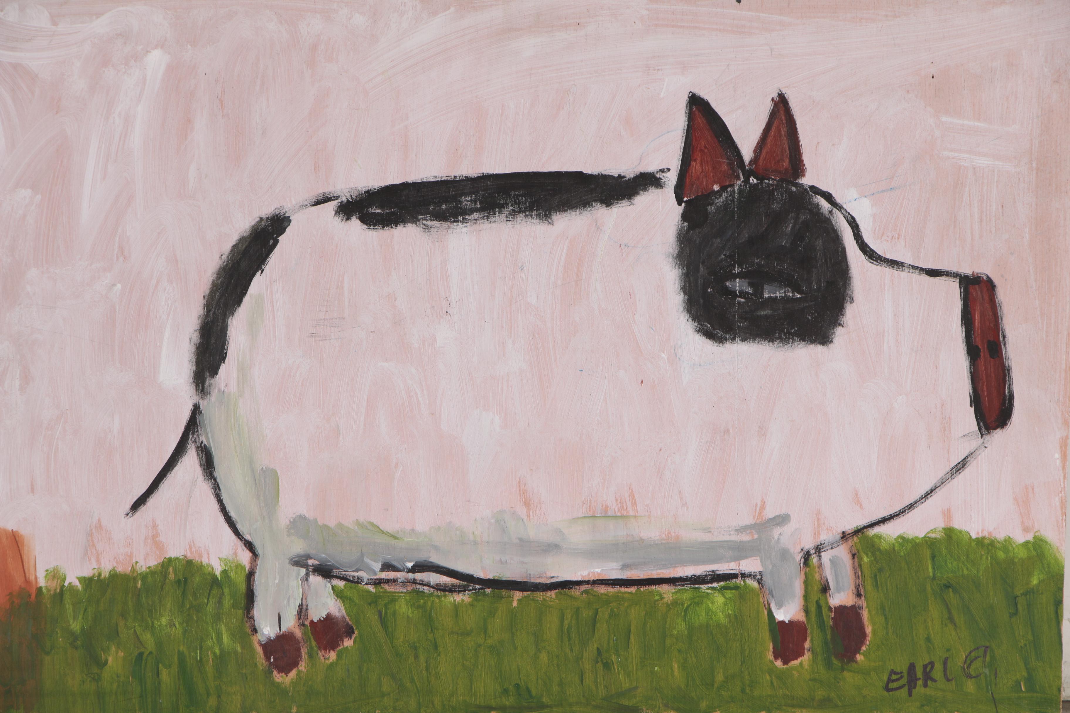 Earl Swanigan Folk Art Acrylic Painting "Fab Pig"