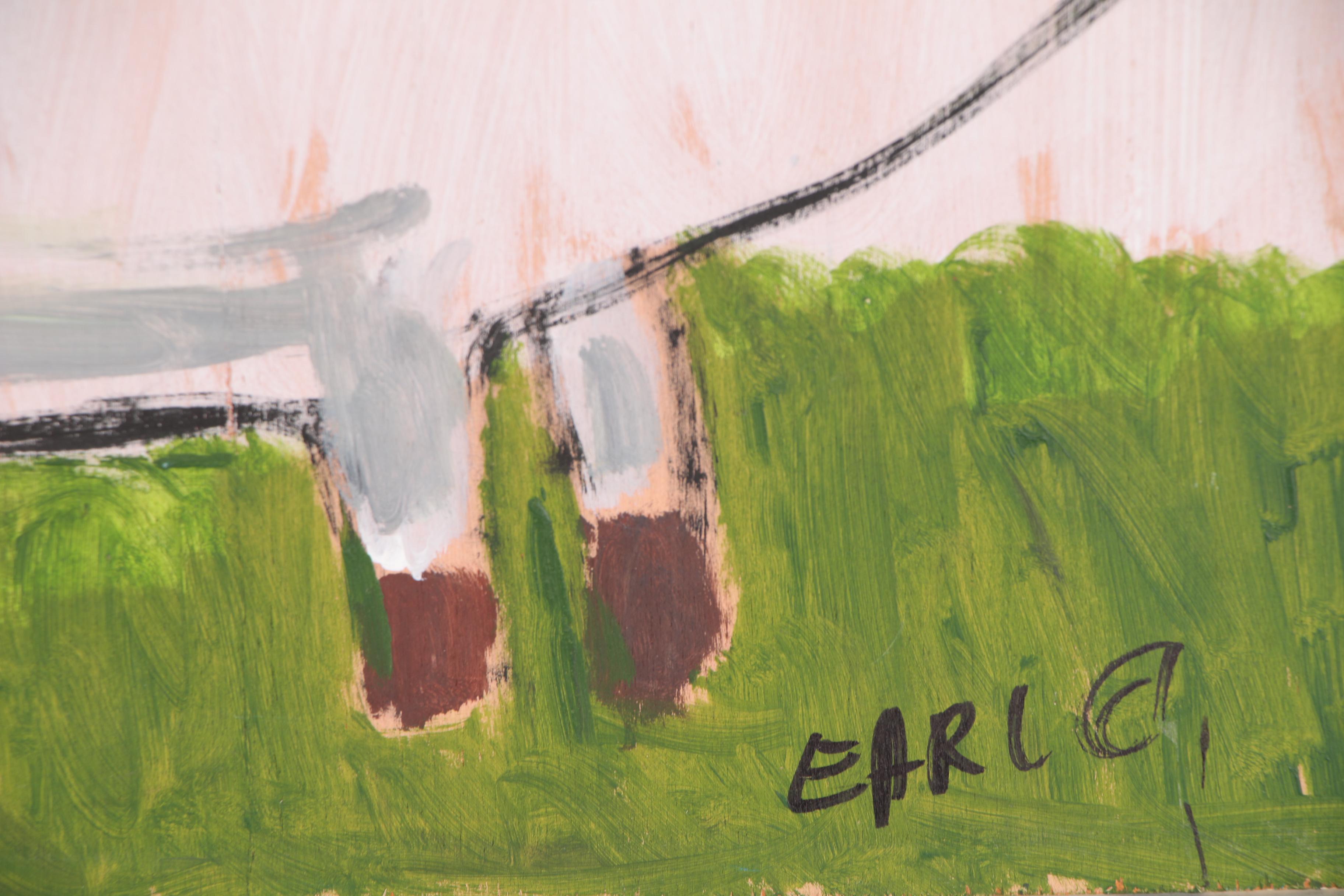 Earl Swanigan Folk Art Acrylic Painting "Fab Pig"