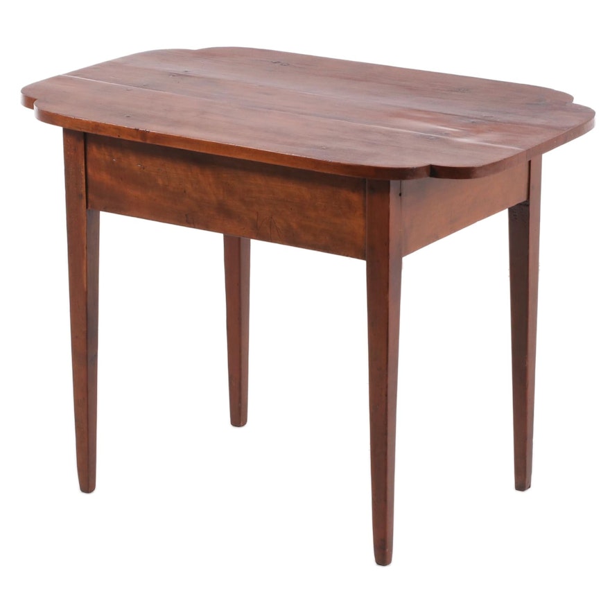 American Primitive Stained Wood with Shaped Top Center Table, 19th Century