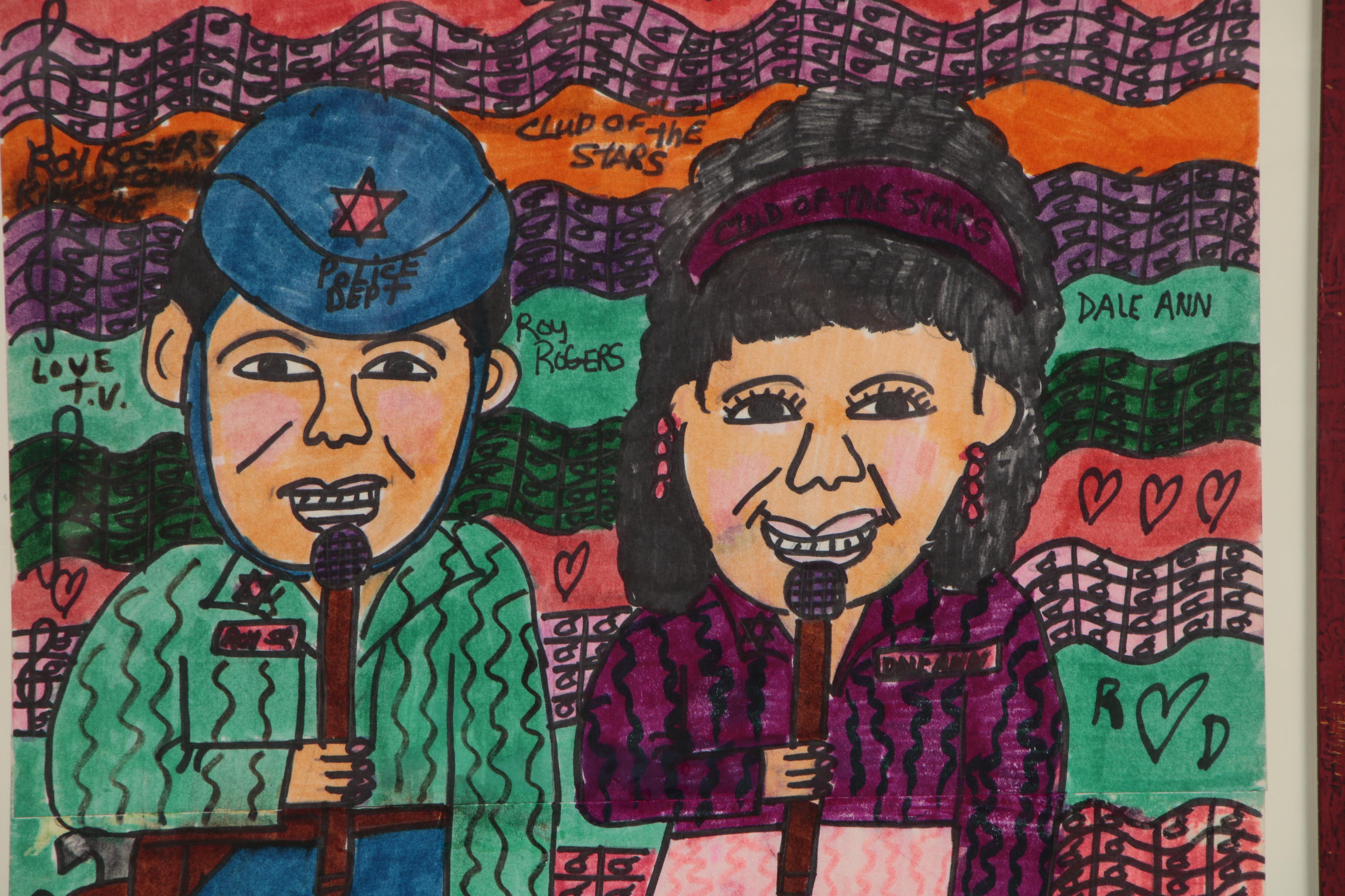 Rachel Ann Smith Marker Drawing of Roy and Dale Rogers