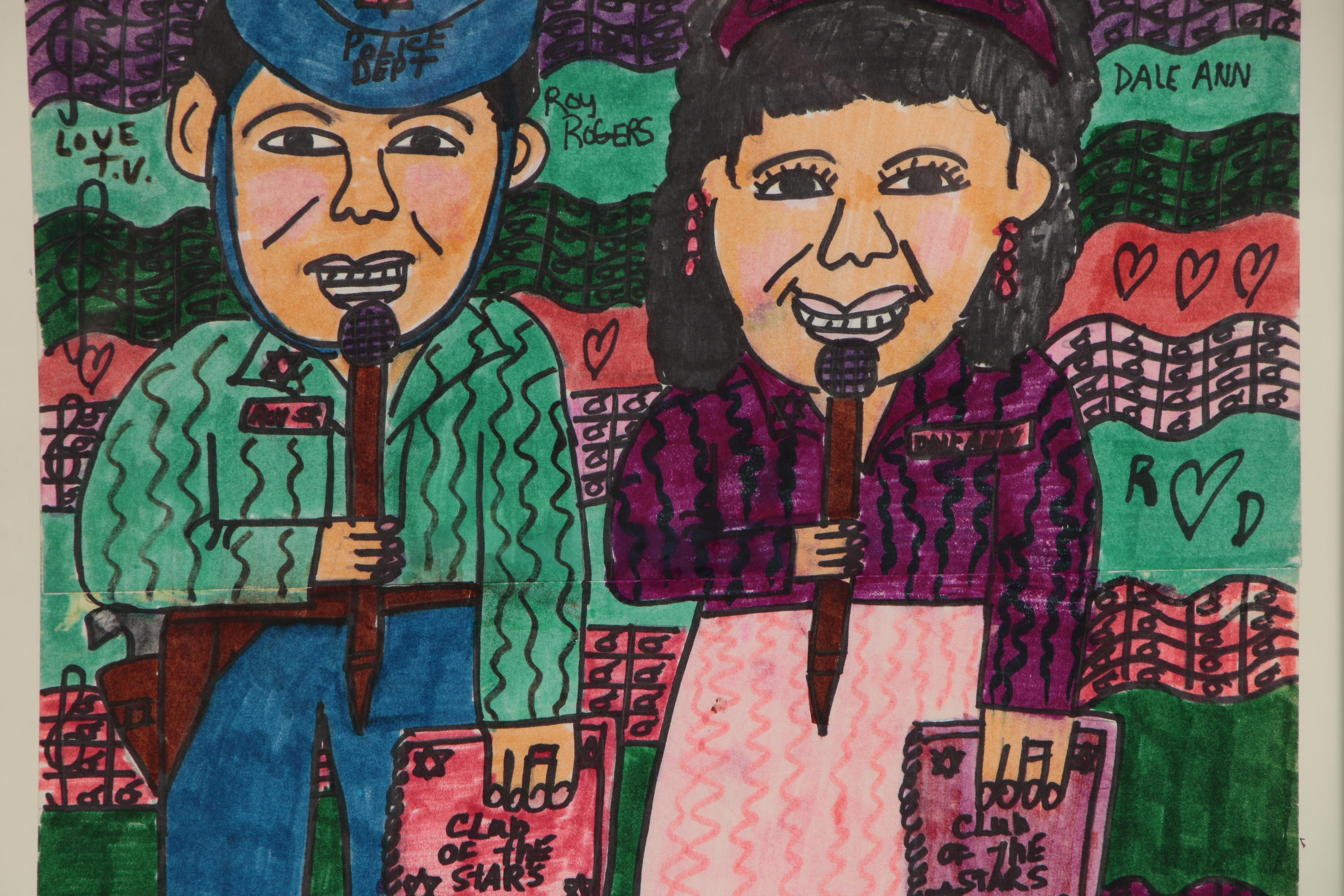 Rachel Ann Smith Marker Drawing of Roy and Dale Rogers