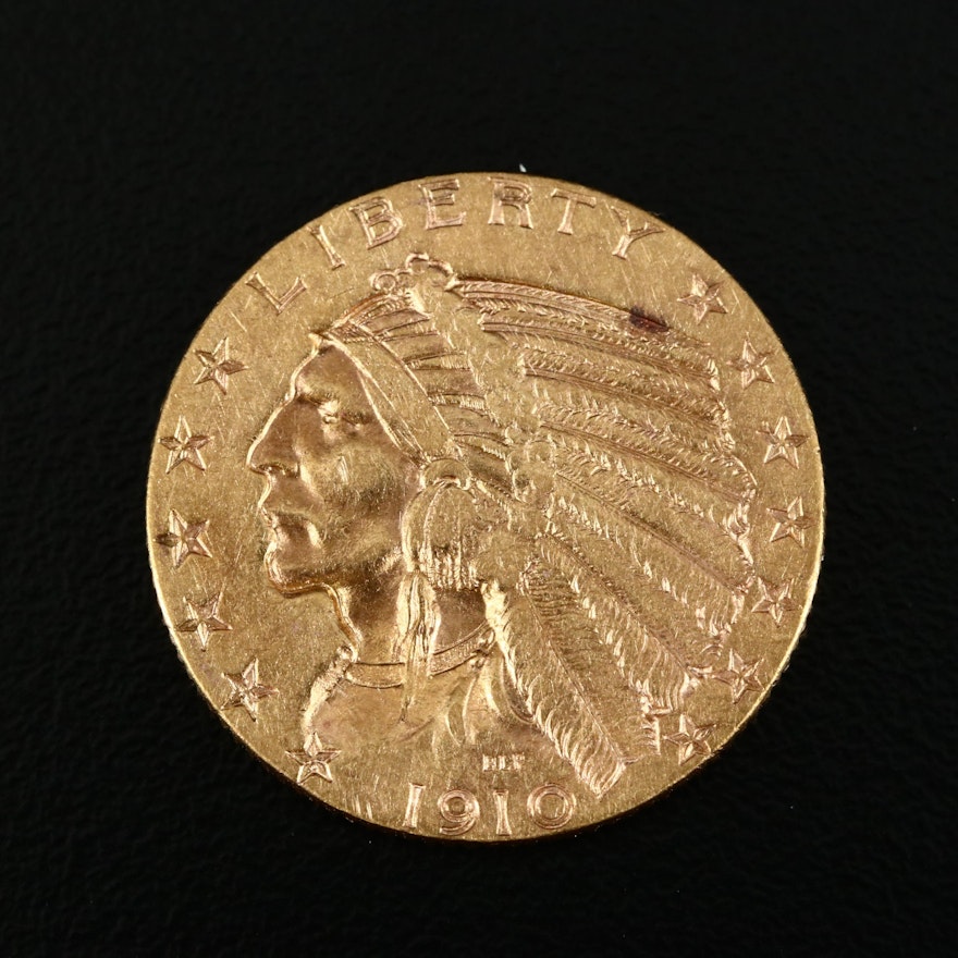 1910-S Indian Head $5 Half Eagle Gold Coin