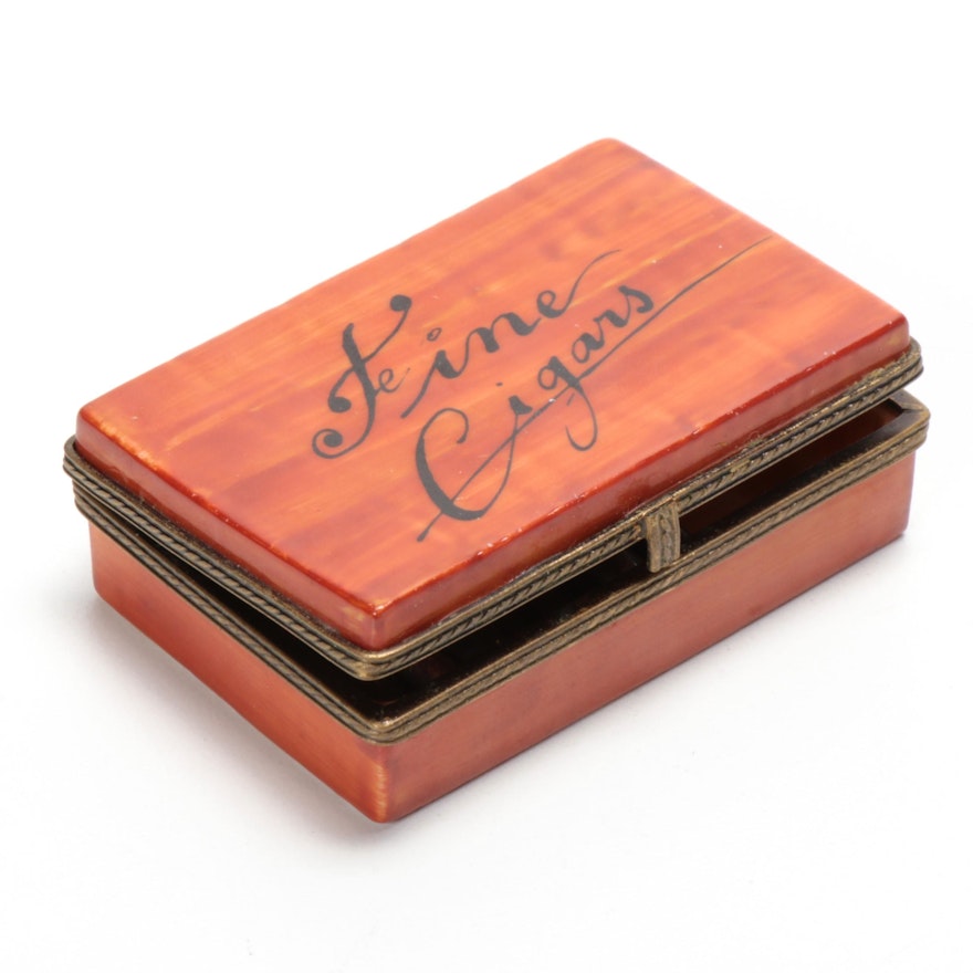 Chamart Hand-Painted Porcelain Cigar Box Limoges Box