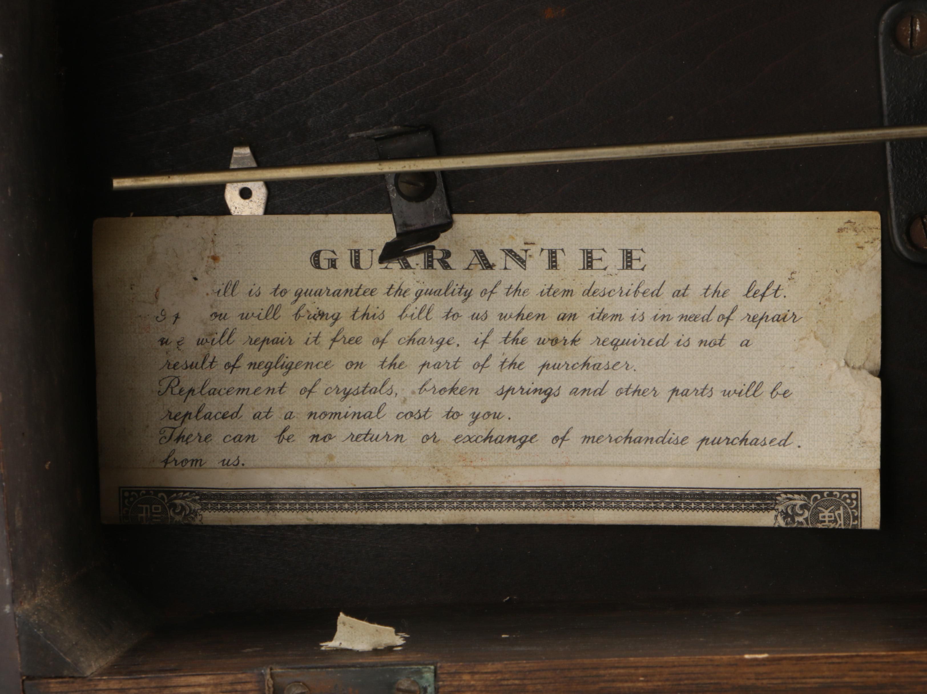 Aichi Tokei Japanese Lacquered "21 Day" Clock, Mid-20th Century