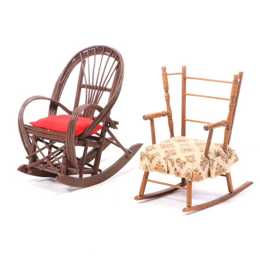 Two Child's Rocking Chairs, Including Bent-Twig Example, 20th Century