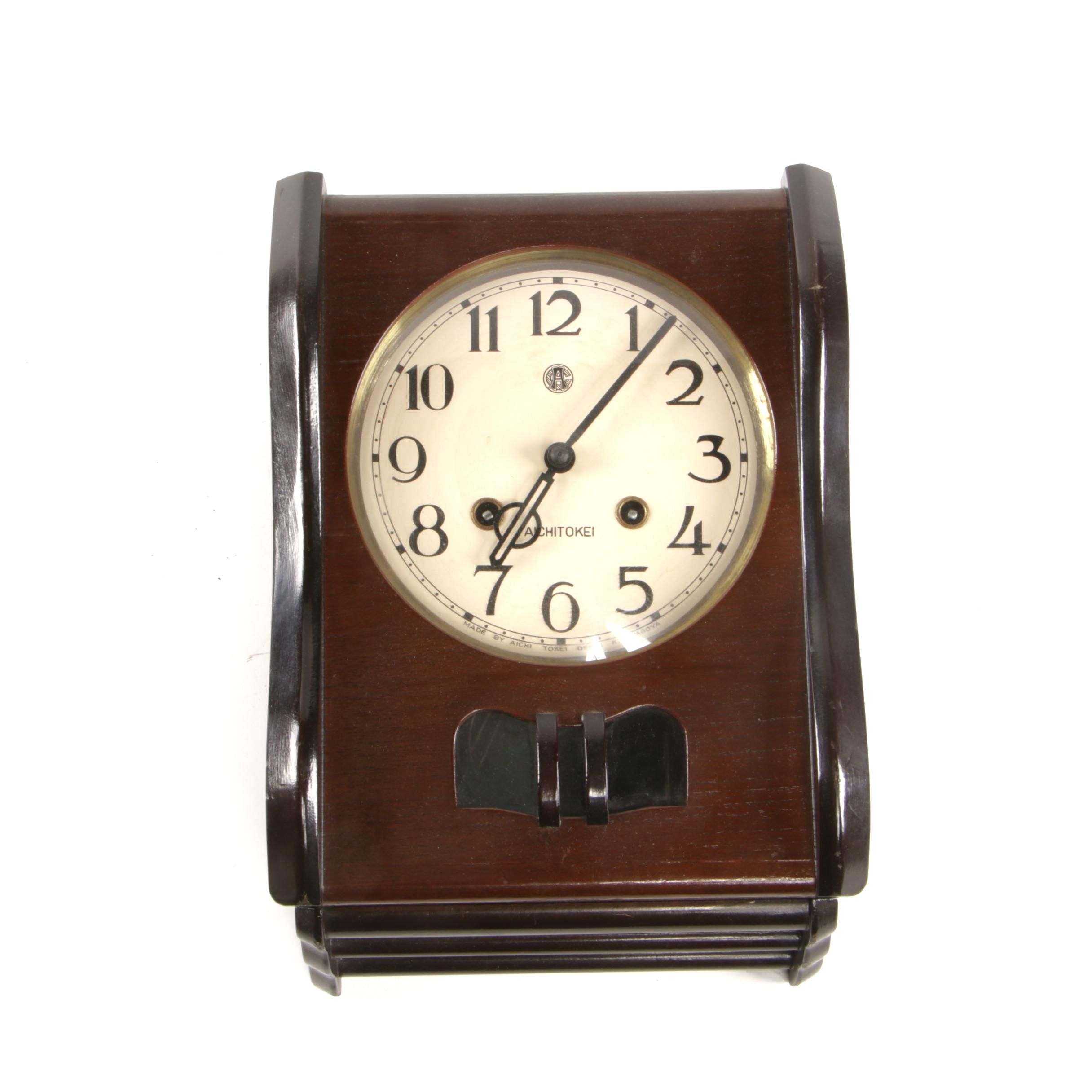 Aichi Tokei Japanese Two-Tone Wood Pendulum Wall clock