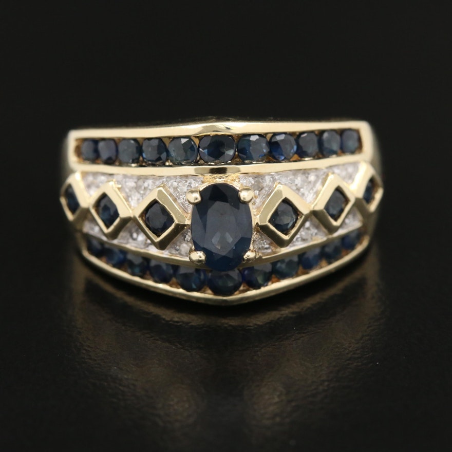 14K Sapphire and Diamond Ring