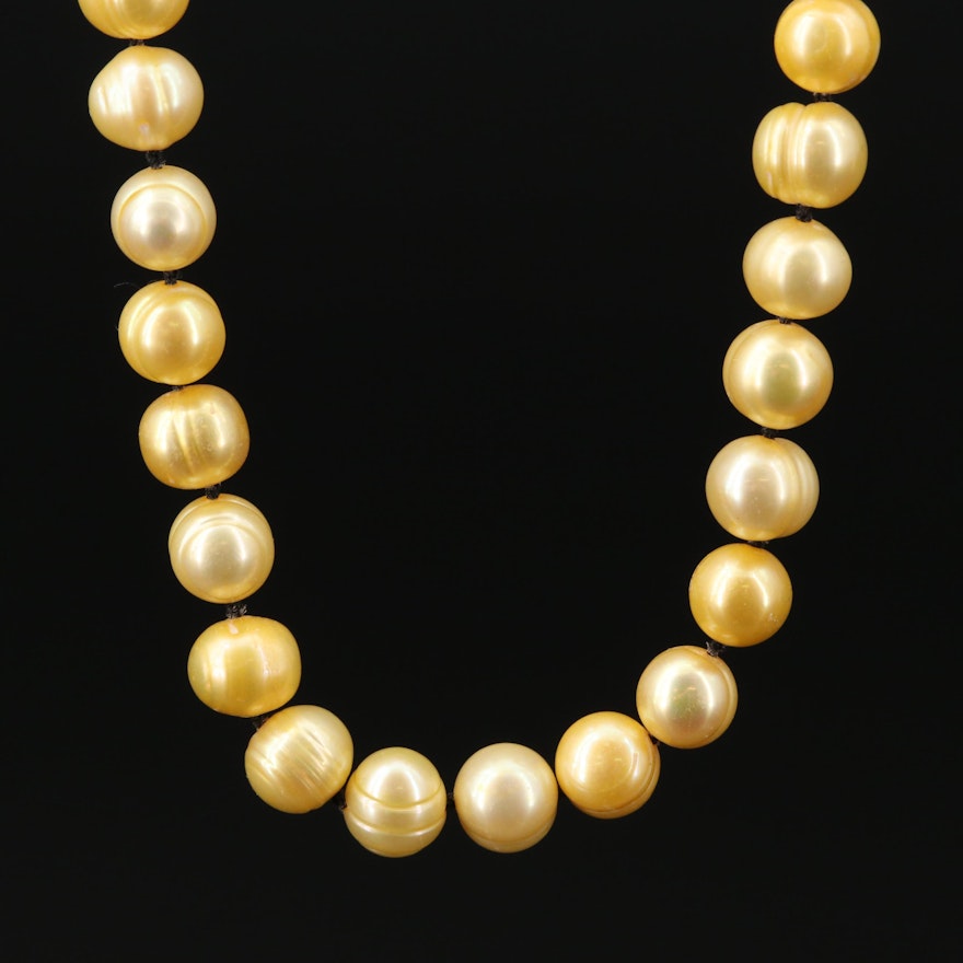 14K Gold Cultured Pearl Single Knot Necklace