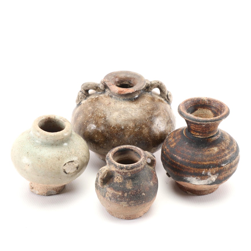 Thai Sawankhalok Ceramic Jarlets, Late Ming Dynasty