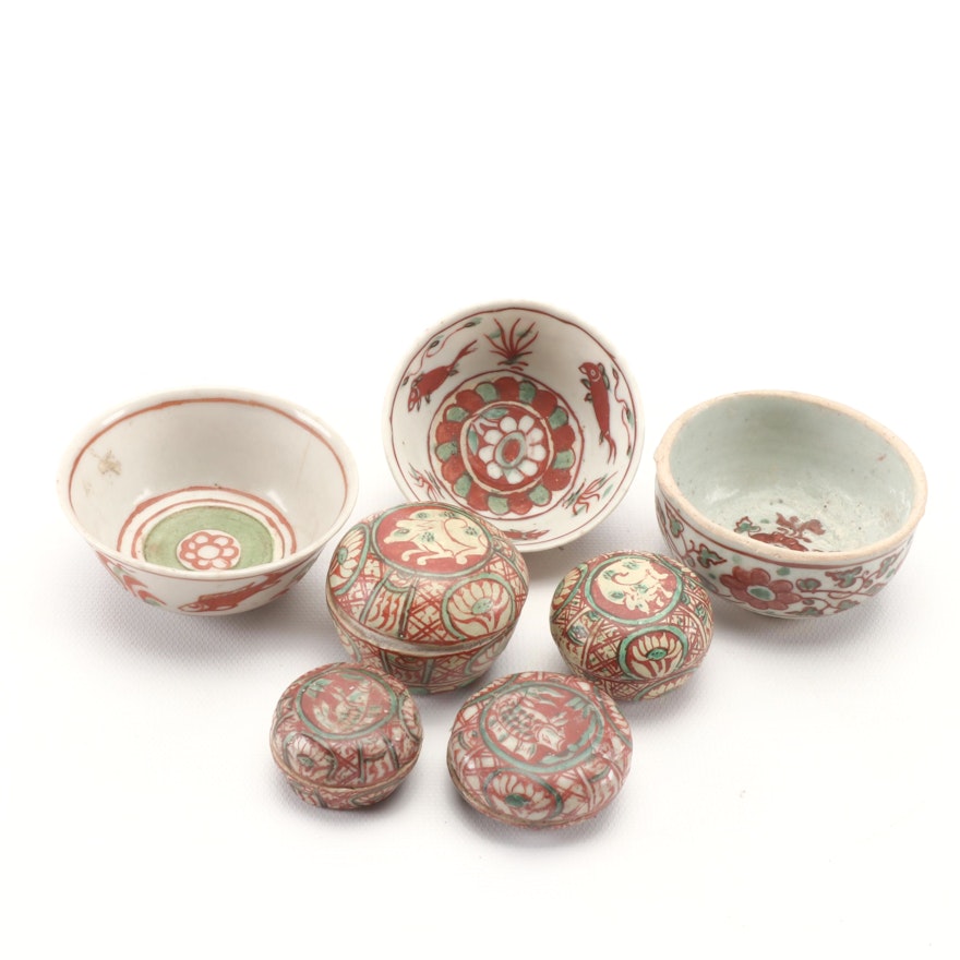 Chinese Porcelain Bowls and Jarlets, Late Ming Dynasty