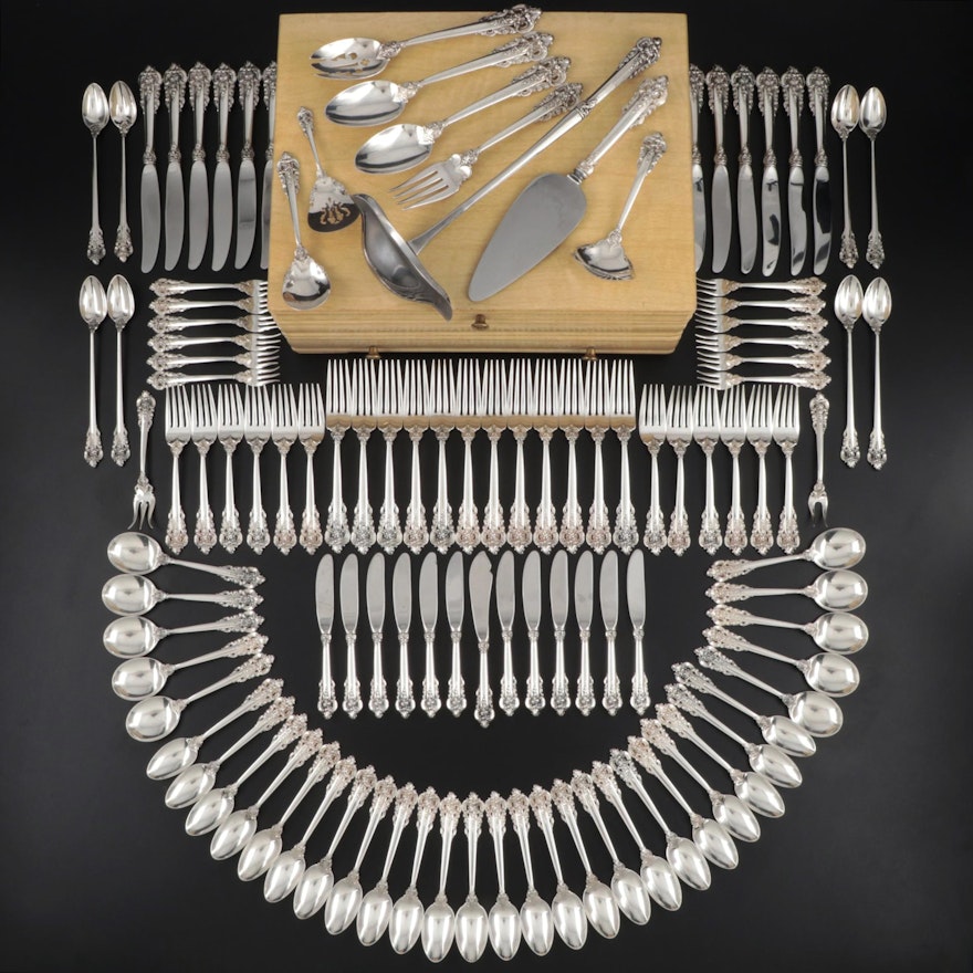 Wallace "Grande Baroque" Sterling Flatware with Chest, Mid/Late 20th Century