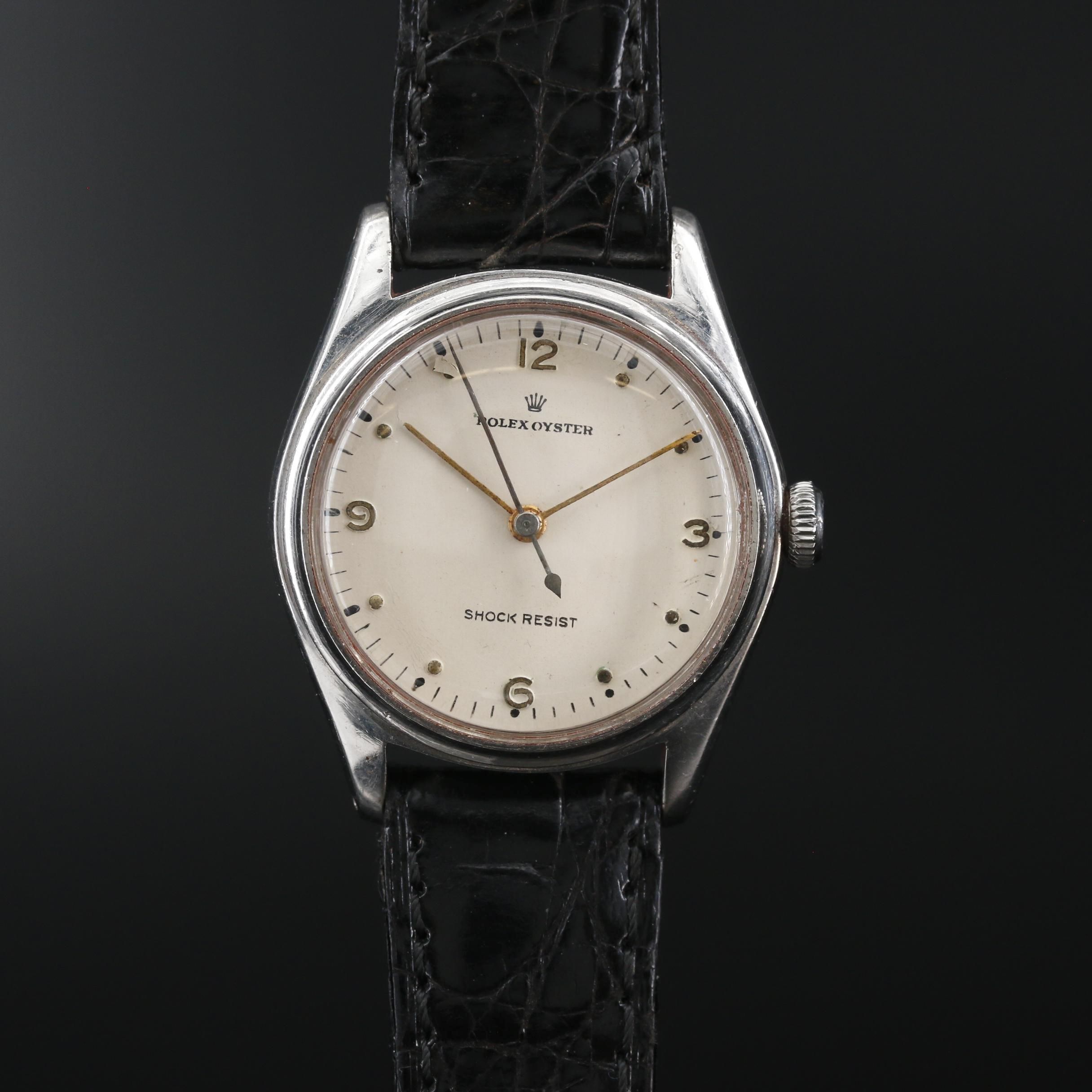 1945 Rolex Oyster Stainless Steel Stem Wind Watch