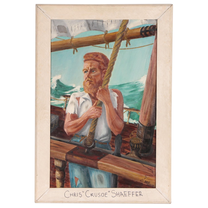 Robert Richards Oil Painting of Chris "Crusoe" Schaeffer "Long Hard Voyage"