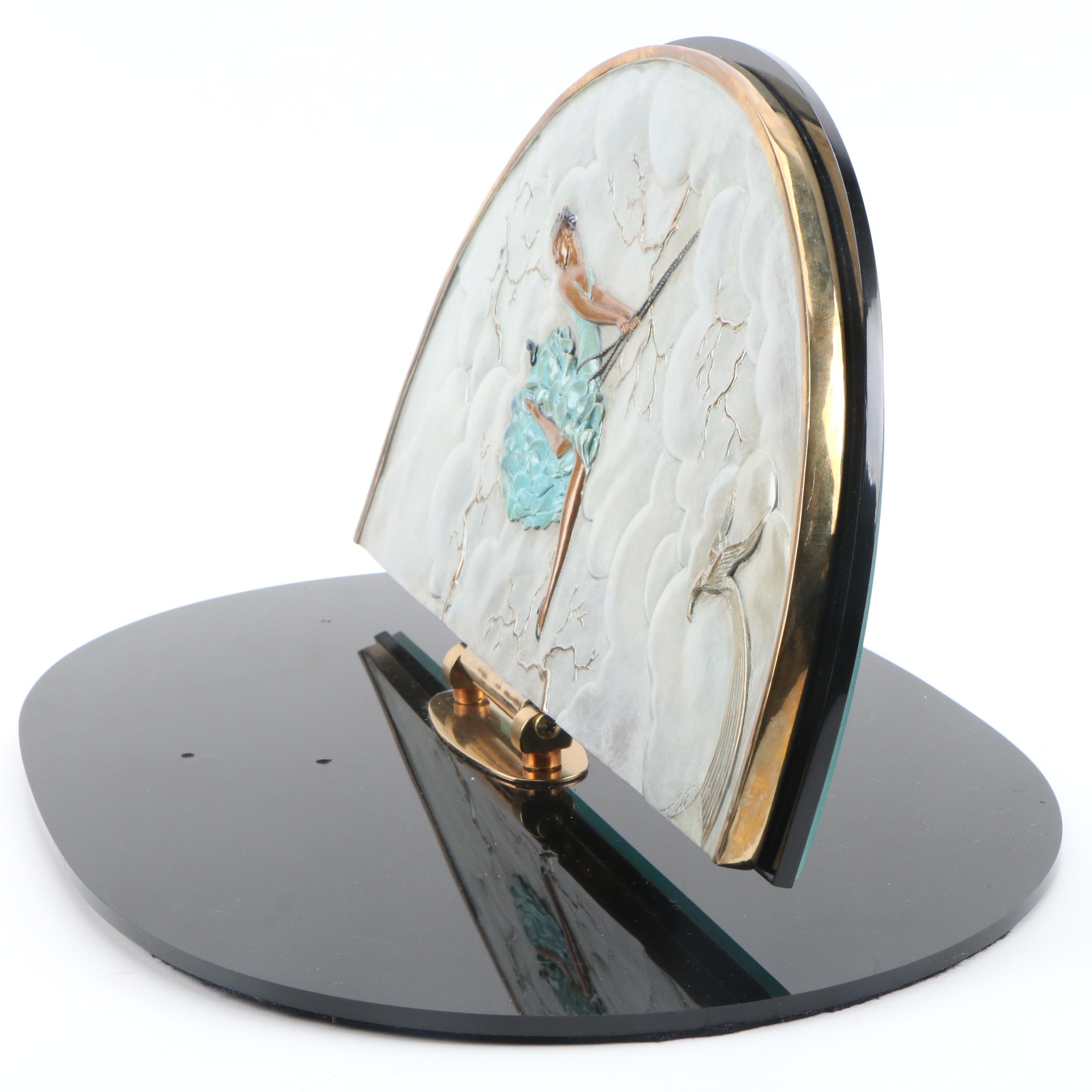 Erté Patinated Bronze Vanity Mirror "The Swing", 1985