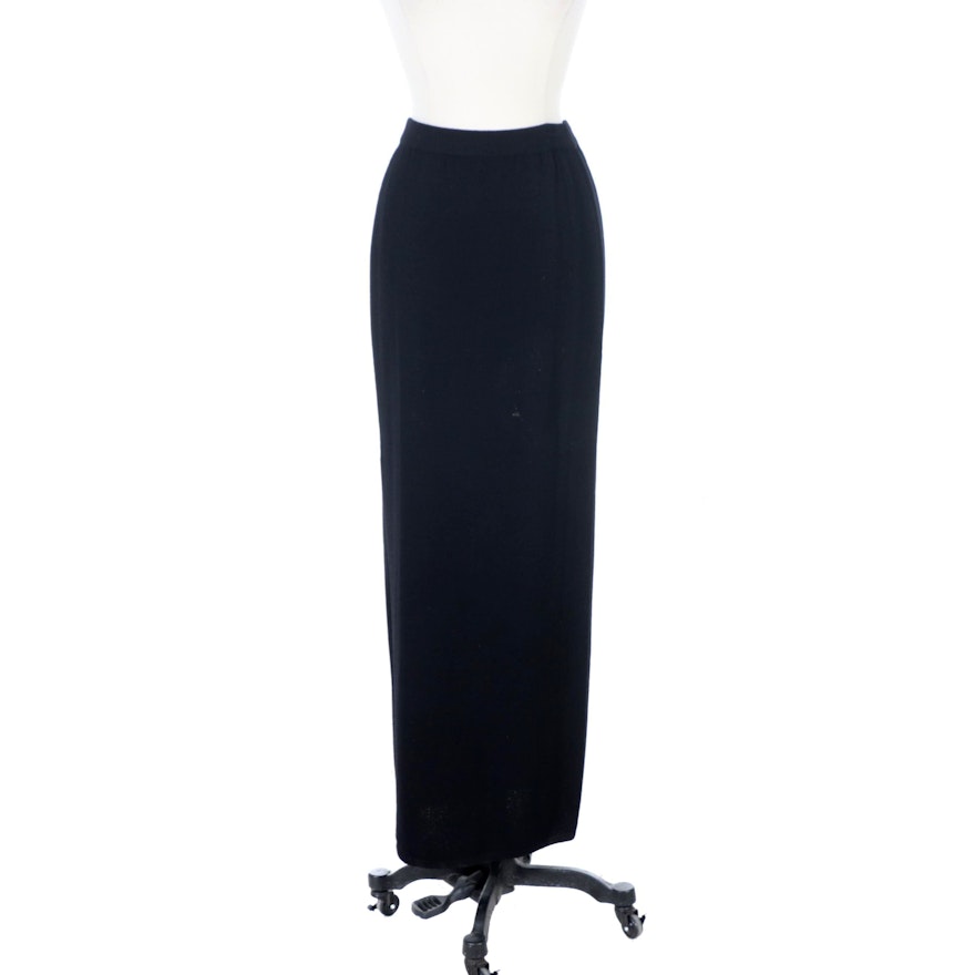 St. John Basics Black Knit Maxi Skirt