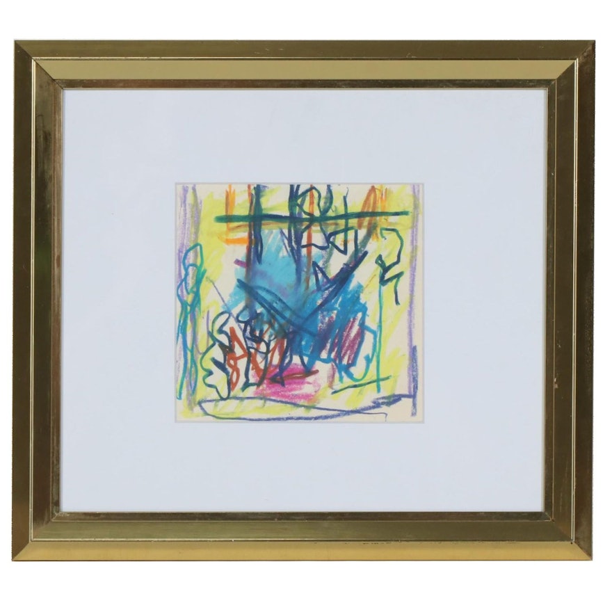 Paul Chidlaw Abstract Pastel Drawing, Mid to Late 20th Century