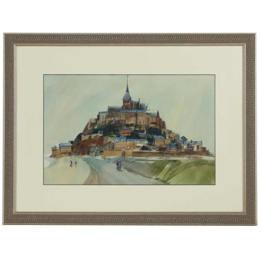 Richard Thomsen Mont Saint-Michel Landscape Watercolor Painting