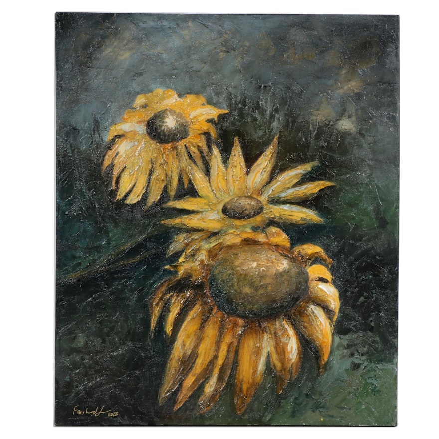 Farshad Lanjani Oil Painting "Sun Flower", 2013