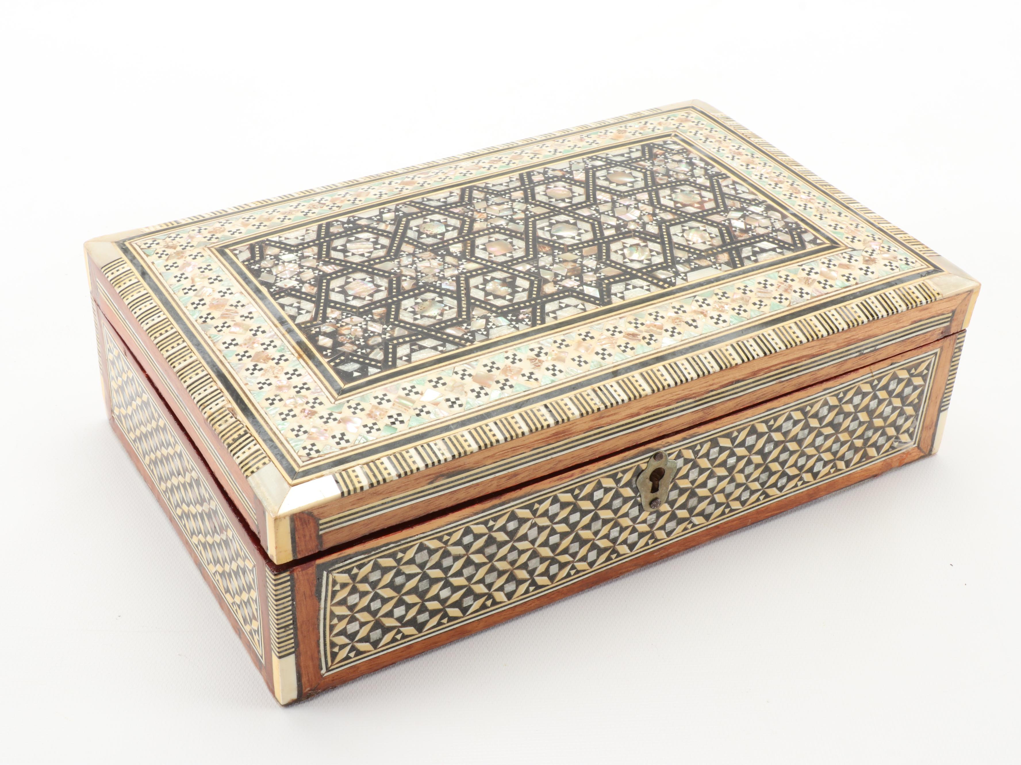 Abalone Inlaid Wooden Jewelry and Trinket Boxes