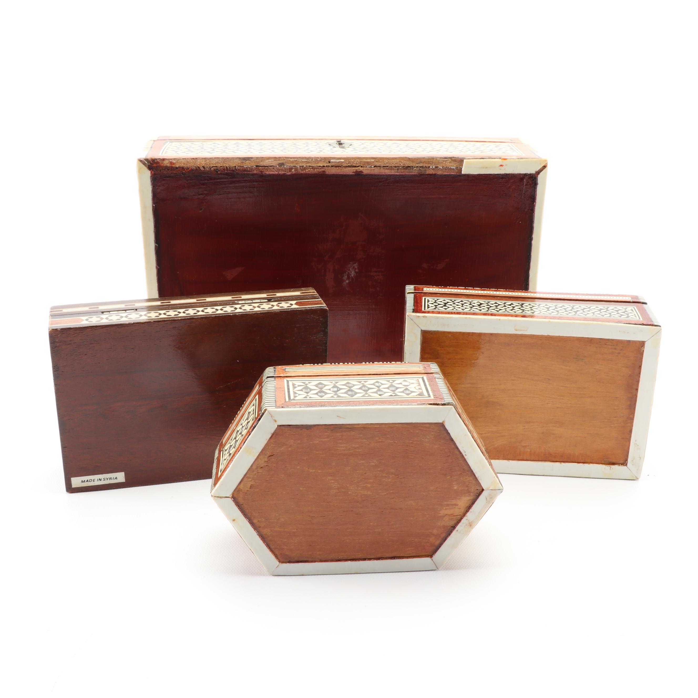 Abalone Inlaid Wooden Jewelry and Trinket Boxes