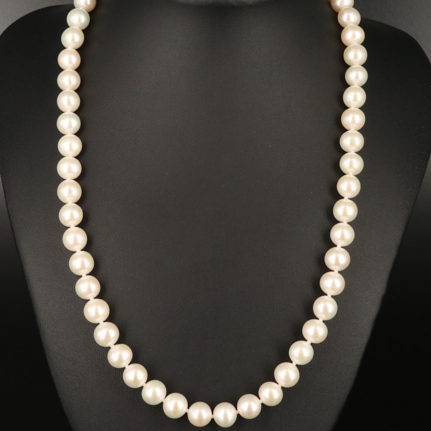 Cultured Pearl Necklace with 14K Gold Clasp
