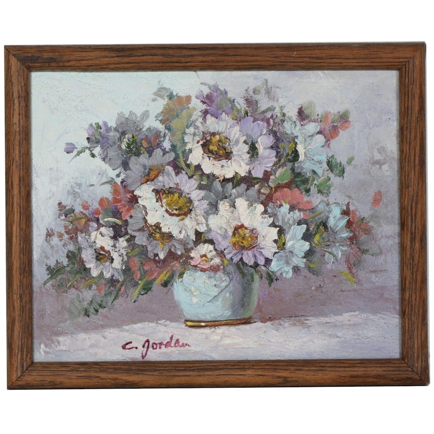 C. Jordan Impasto Oil Painting of Floral Still Life