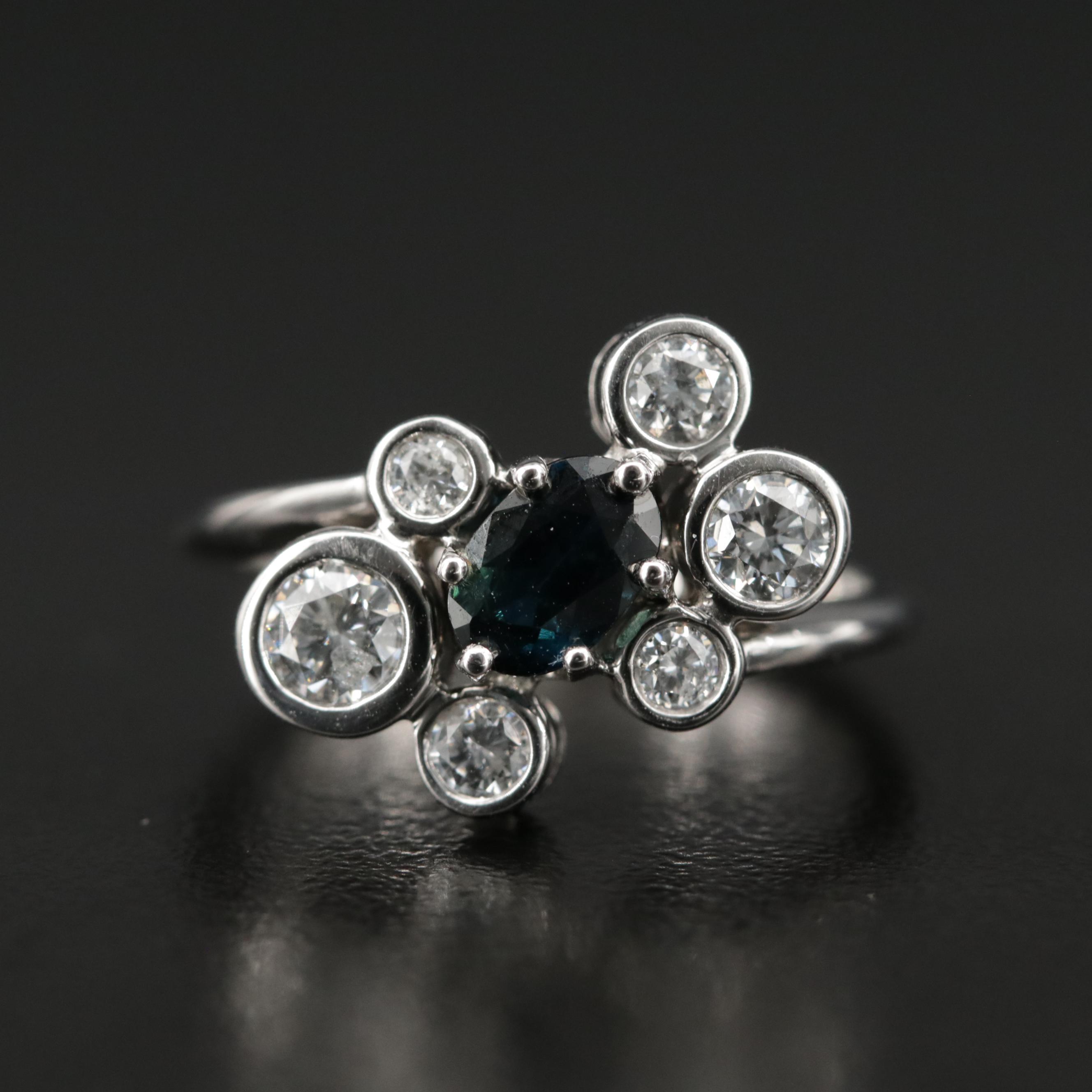 14K Gold Sapphire and Diamond  Ring