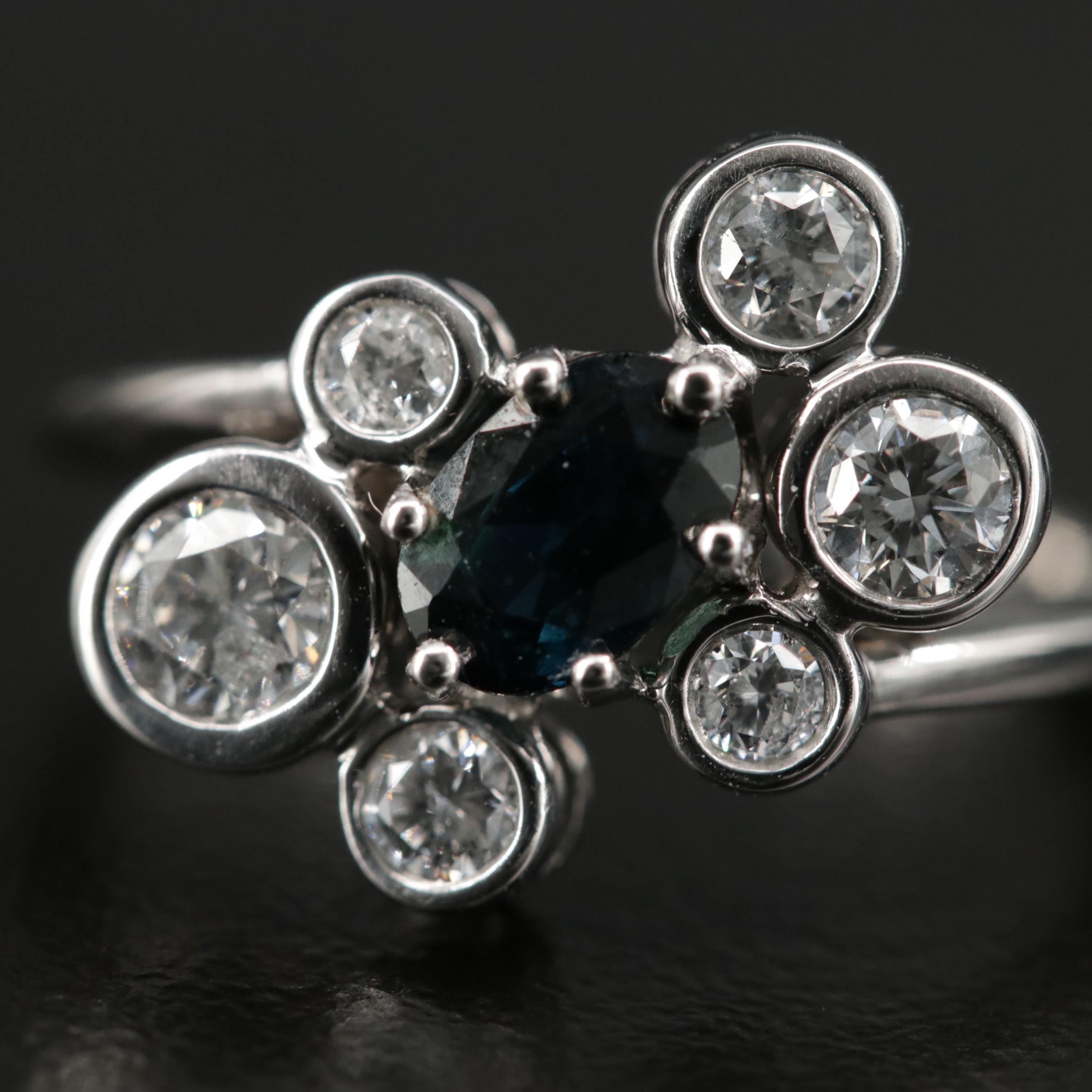 14K Gold Sapphire and Diamond  Ring