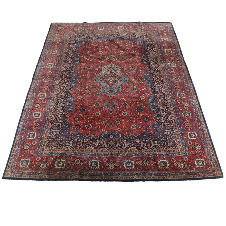 10'4 x 14'7 Hand-Knotted Persian Kashan Wool Rug