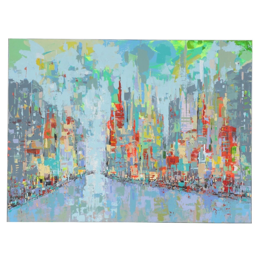 Farshad Lanjani Acrylic Painting "The Big City", 2017