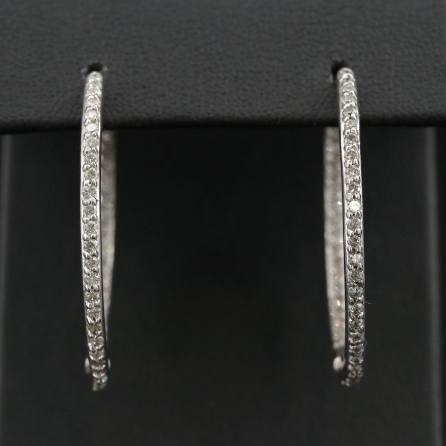 14K 1.00 CTW Diamond Inside-Out Hoop Earrings