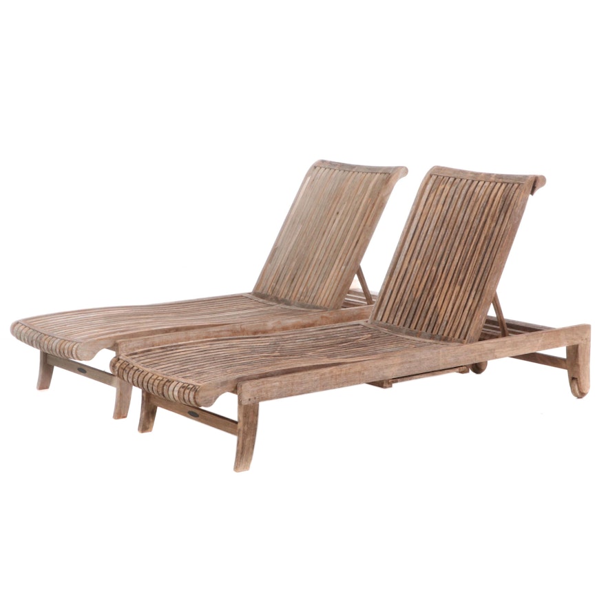 Avignon Collection by Smith & Hawken Teak Chaise Lounge Chairs